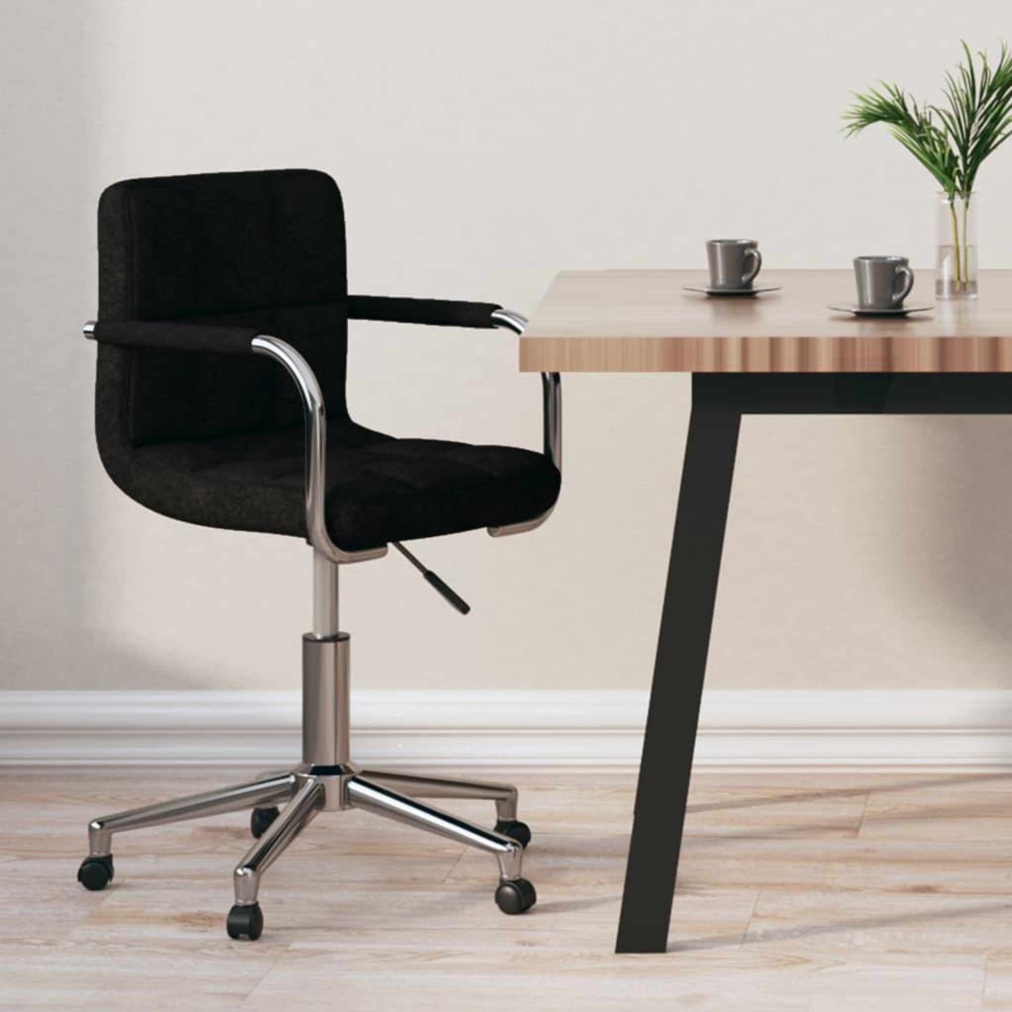 VIDAXL Chaise pivotante de bureau Noir Tissu