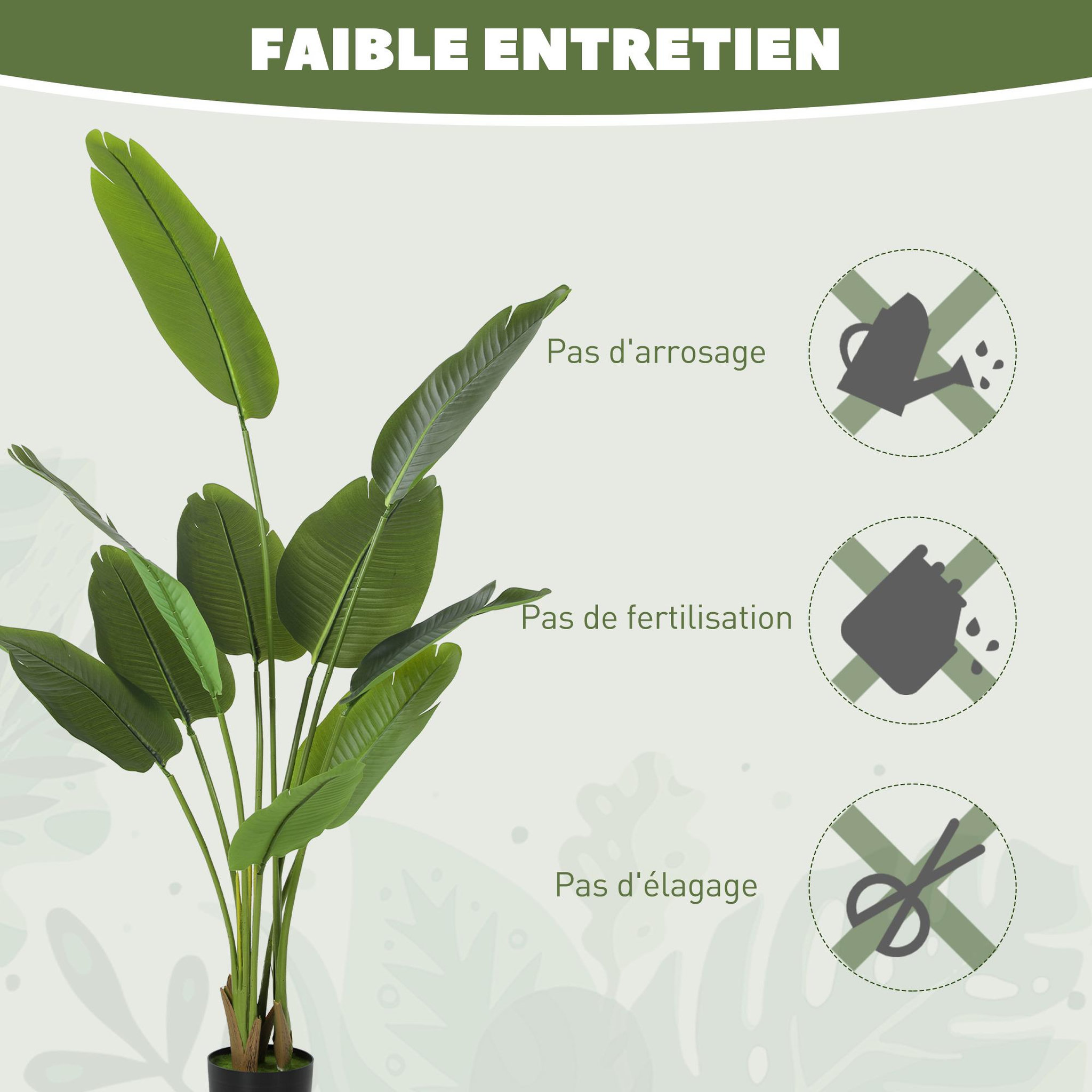 Voir la diapositive 5 : HOMCOM Plante artificielle bananier H.160cm 10 grandes feuilles grand réalisme pot inclus