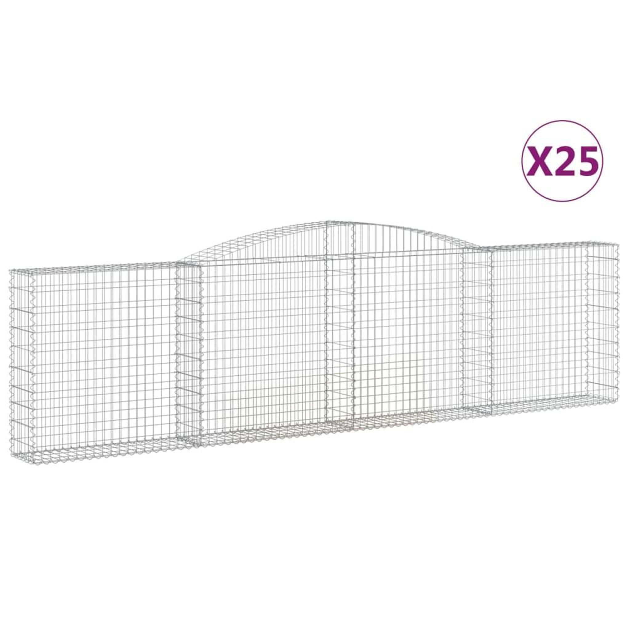Voir la diapositive 2 : VIDAXL Paniers a gabions arques 25 pcs 400x30x100/120 cm Fer galvanise