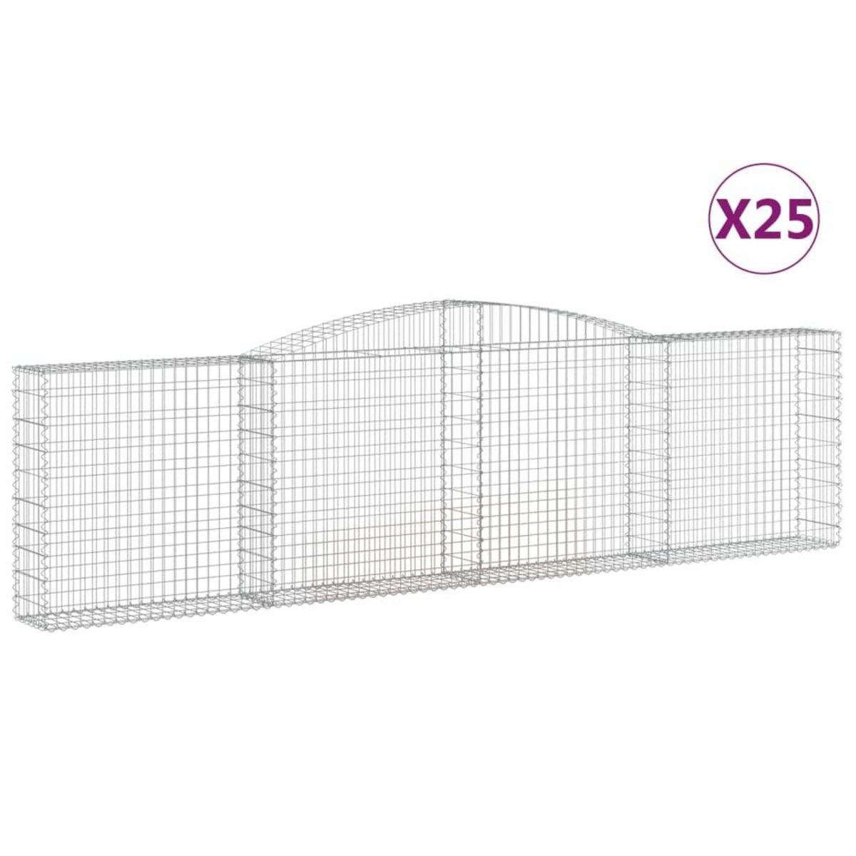 VIDAXL Paniers a gabions arques 25 pcs 400x30x100/120 cm Fer galvanise