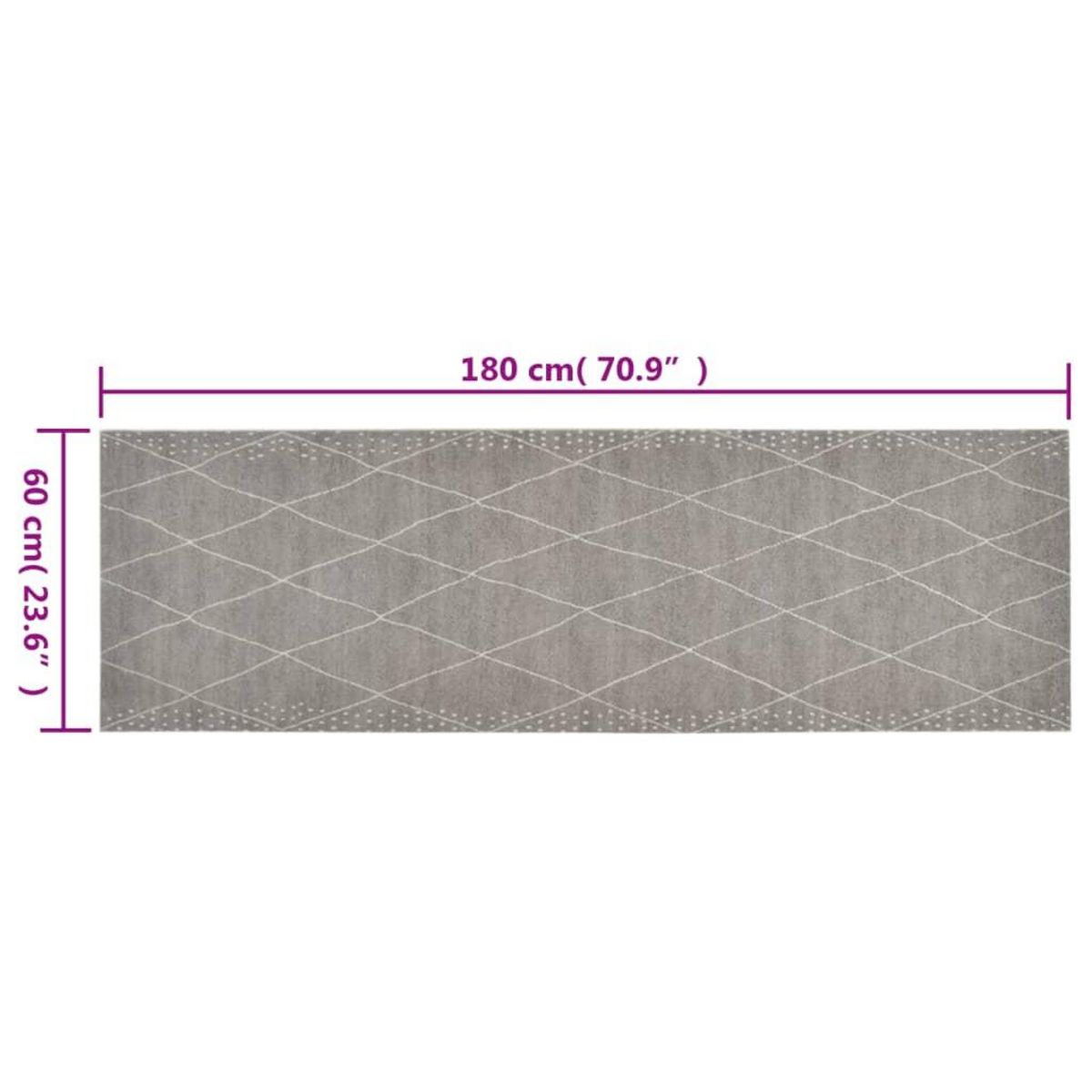 VIDAXL Tapis de cuisine lavable impression losange 60x180 cm velours