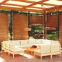 VIDAXL Salon de jardin 12 pcs avec coussins creme Bois de pin massif