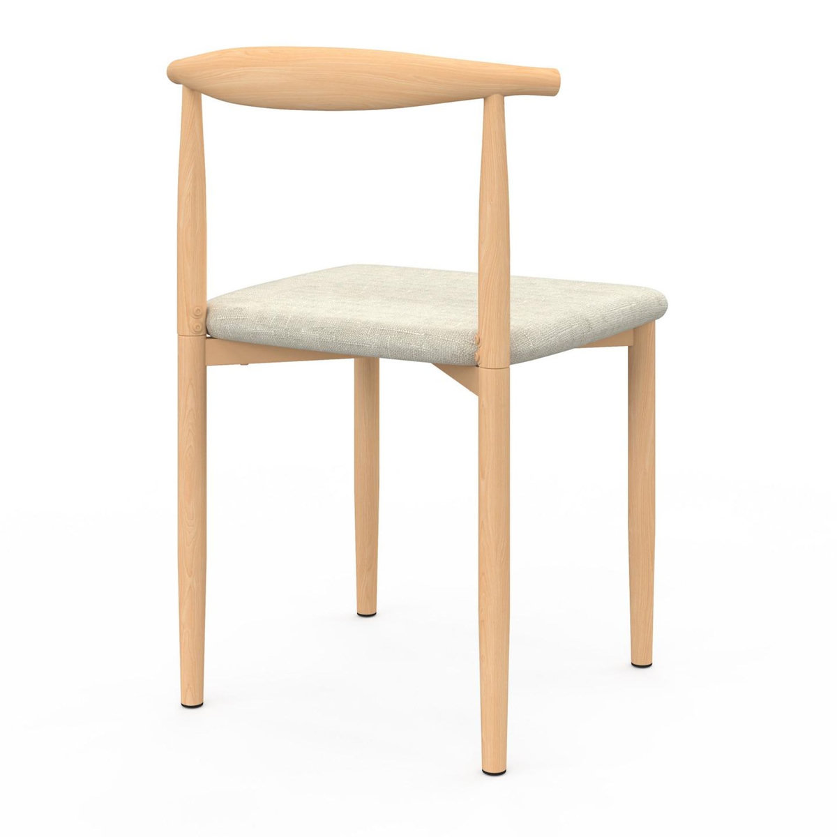 ID MARKET Lot de 6 chaises NOE en imitation bois et assise en tissu beige pour salle à manger