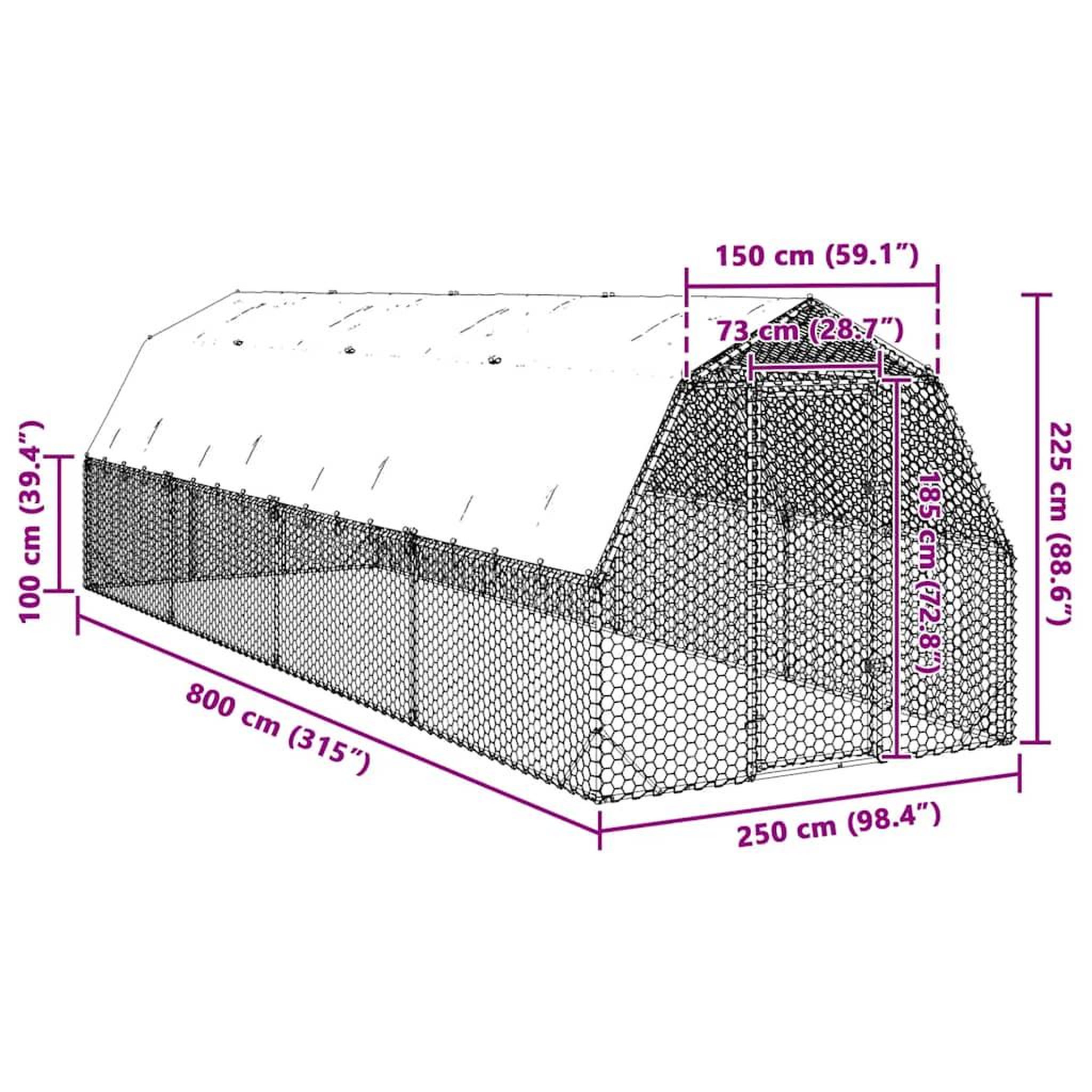 Voir la diapositive 6 : VIDAXL Poulailler avec toit 2,5x8x2,25 m acier galvanise