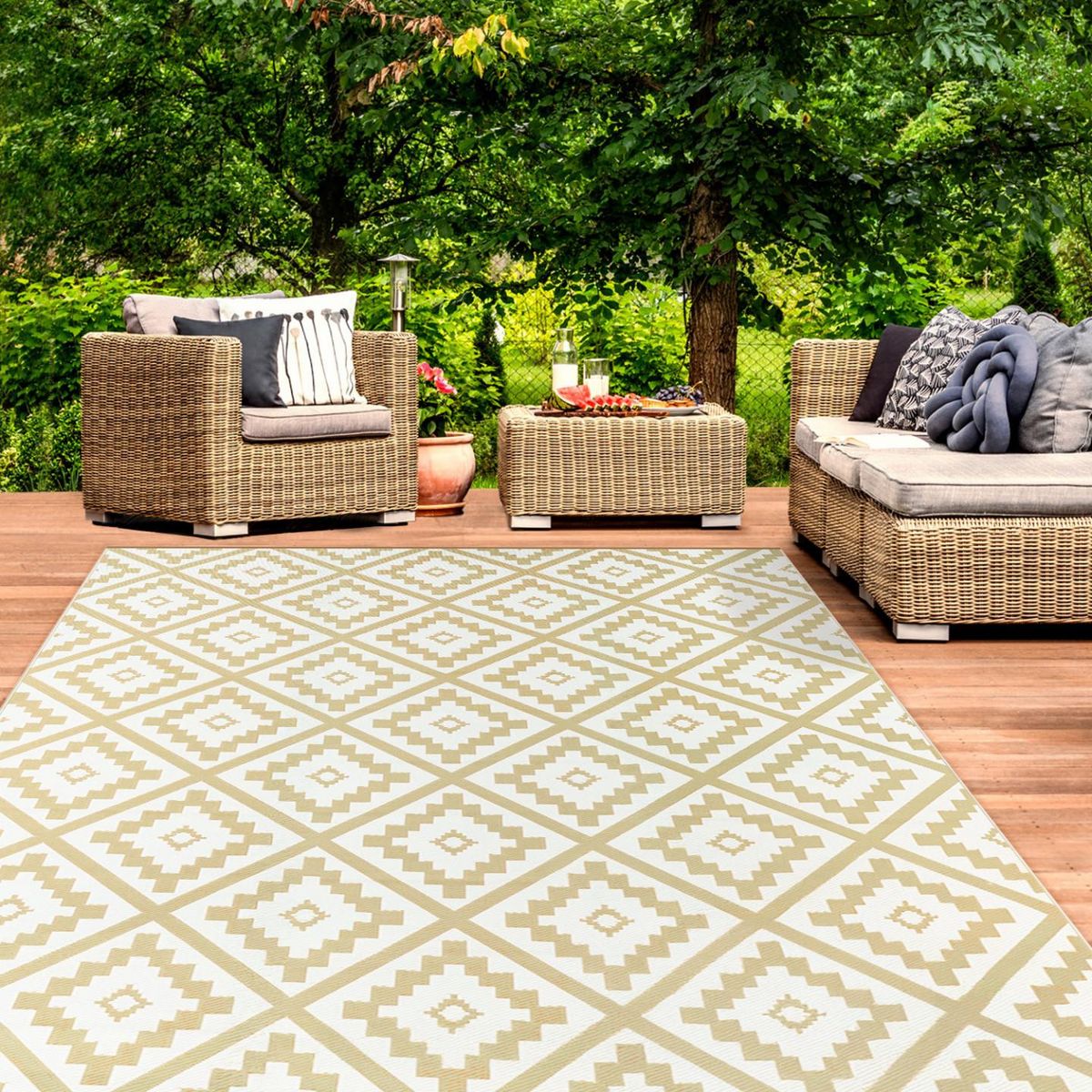 ID MARKET Tapis extérieur BAHAMAS beige 270 x 370 CM