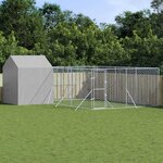 VIDAXL Chenil d'exterieur pour chiens avec toit argente 6x6x2,5 m
