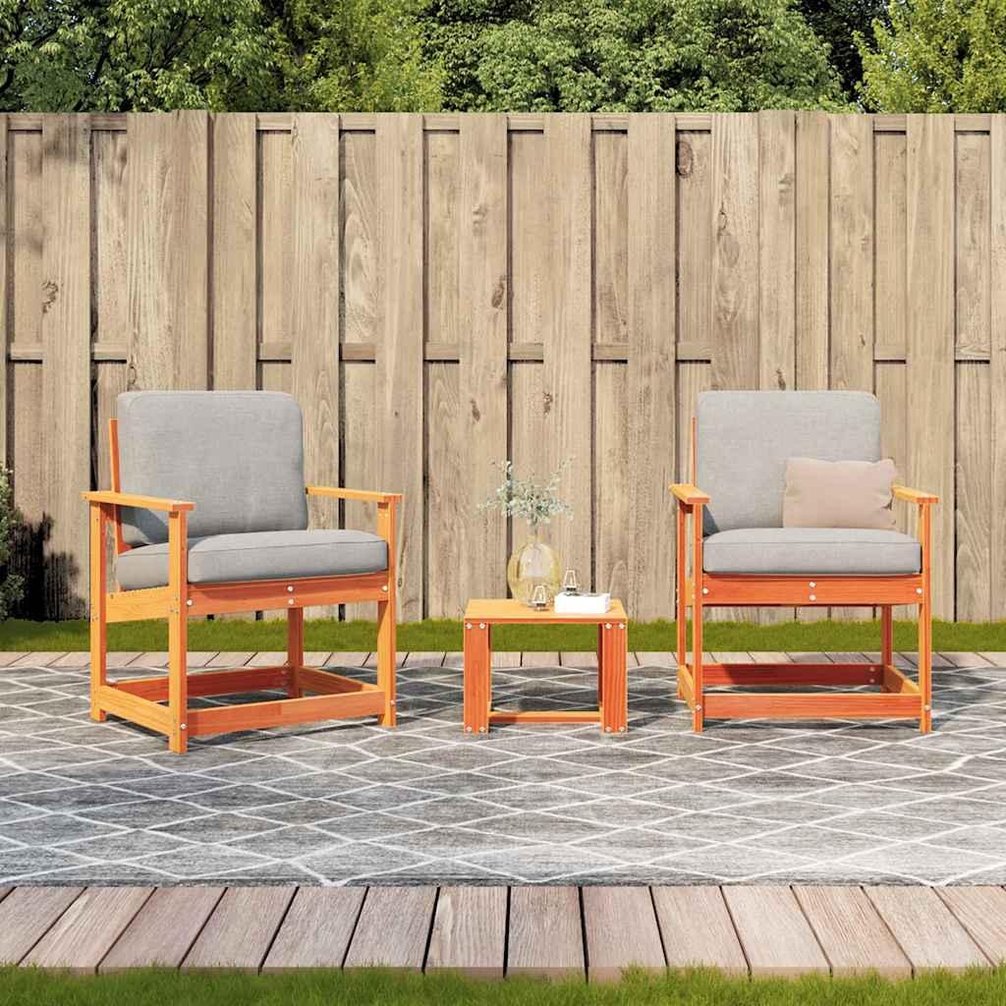 Voir la diapositive 3 : VIDAXL Salon de jardin 3 pcs cire marron bois de pin massif