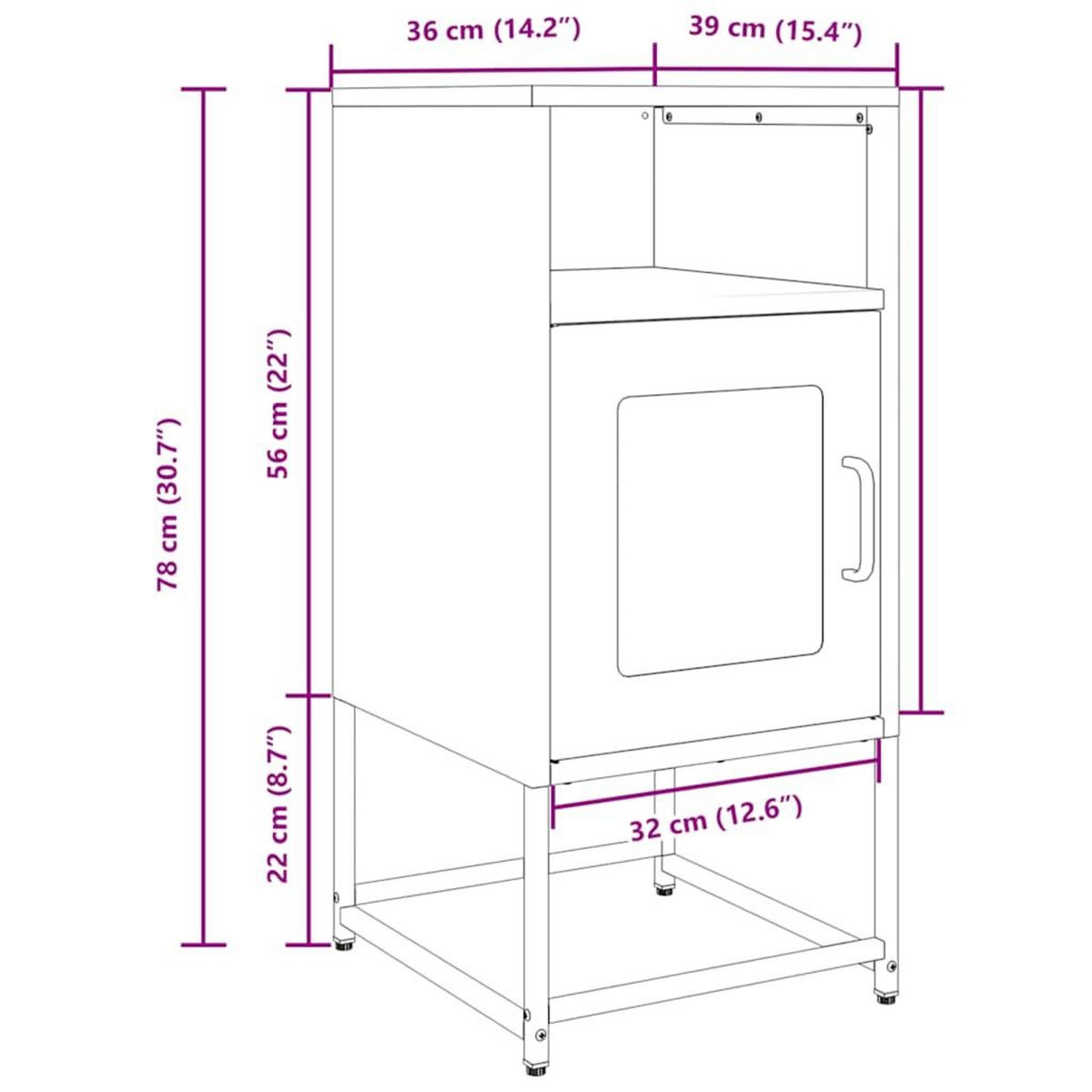 VIDAXL Table de chevet rose 36x39x78 cm acier lamine a froid