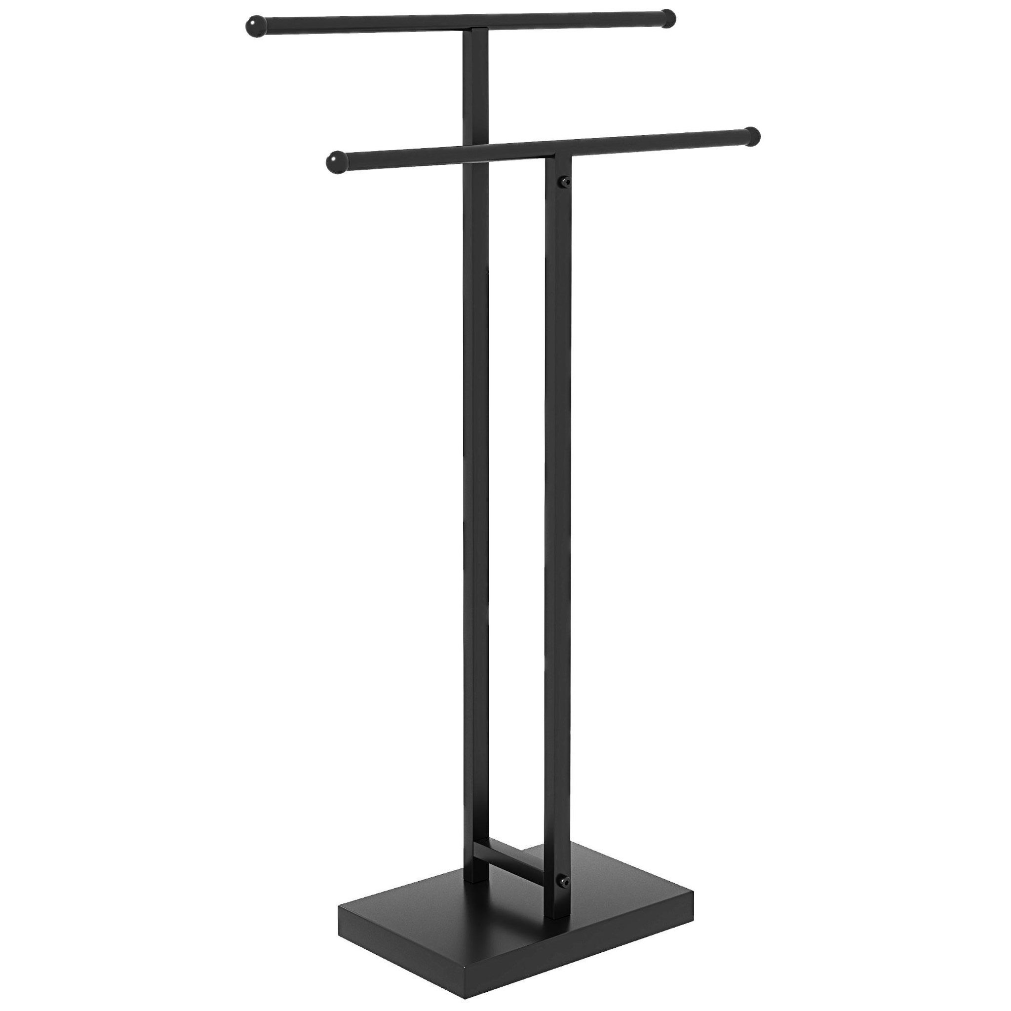 HOMCOM Porte-serviettes sur pied 2 niveaux dim. 50l x 18l x 85h cm métal noir