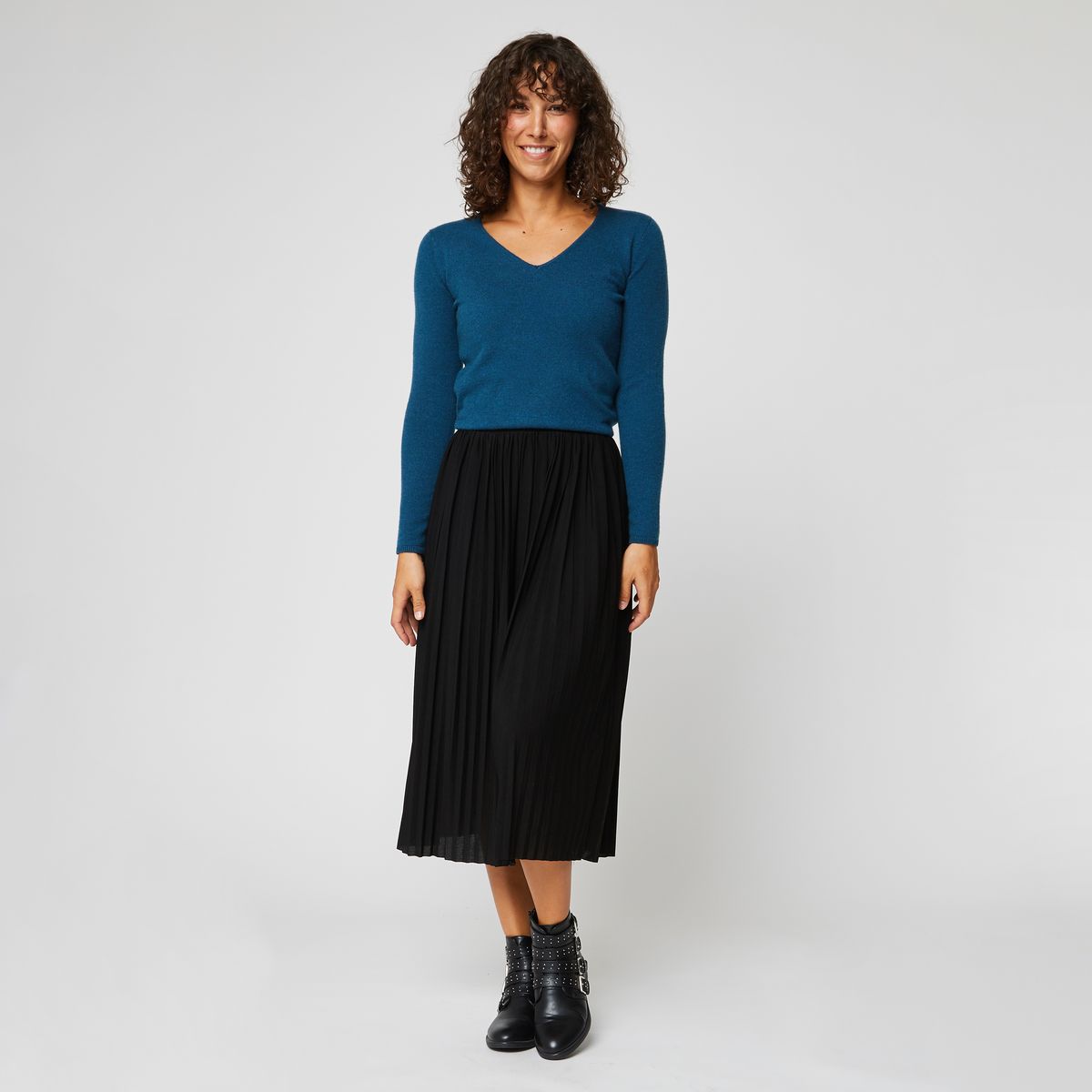 INEXTENSO Jupe plissée noire femme