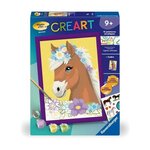RAVENSBURGER CreArt Kids 18x24cm Cheval fleuri, Kit de peinture par numéros Numéro d'Art, Des 7 ans, 25906, Ravensburger