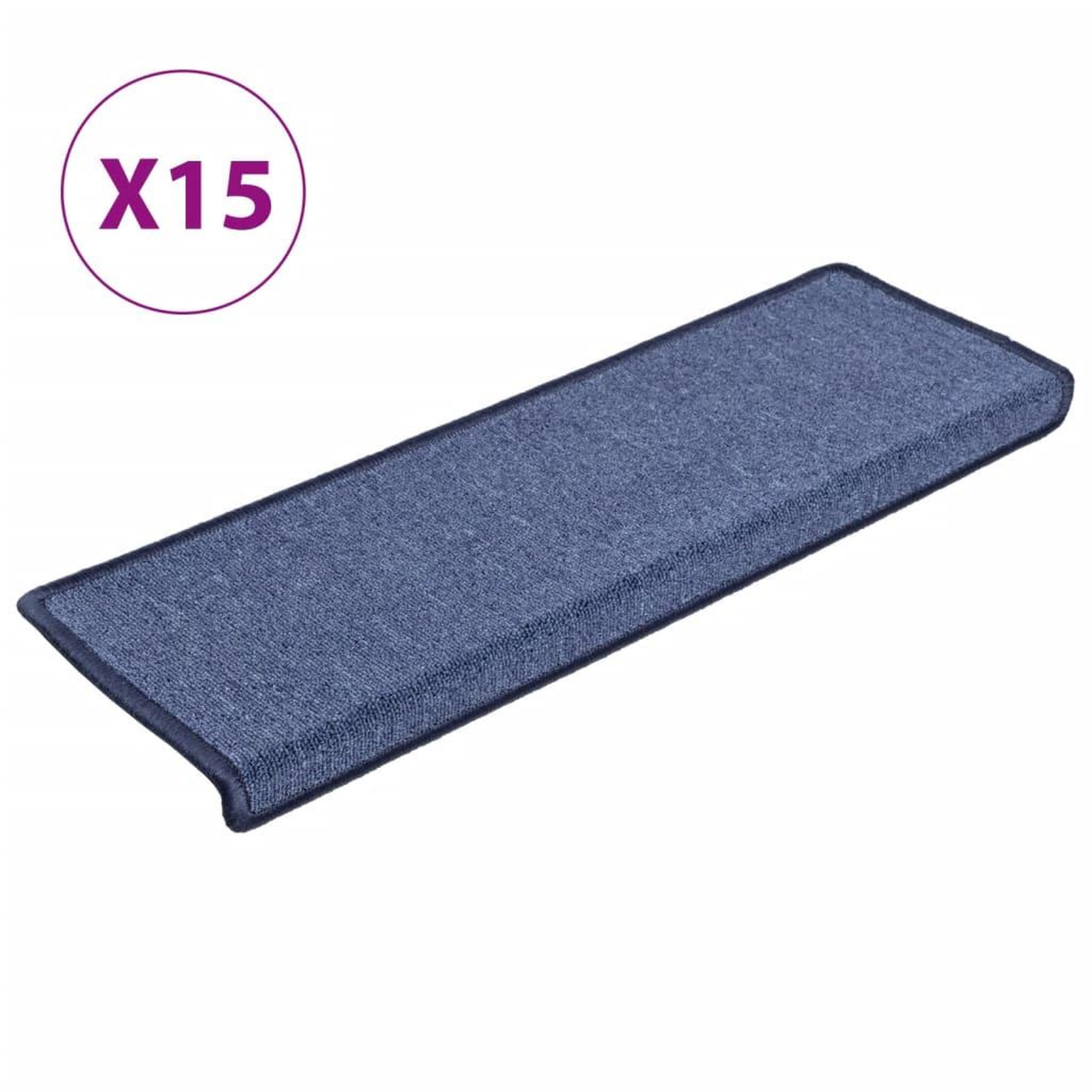 Voir la diapositive 2 : VIDAXL Tapis d'escalier 15 pcs 65x21x4 cm Bleu
