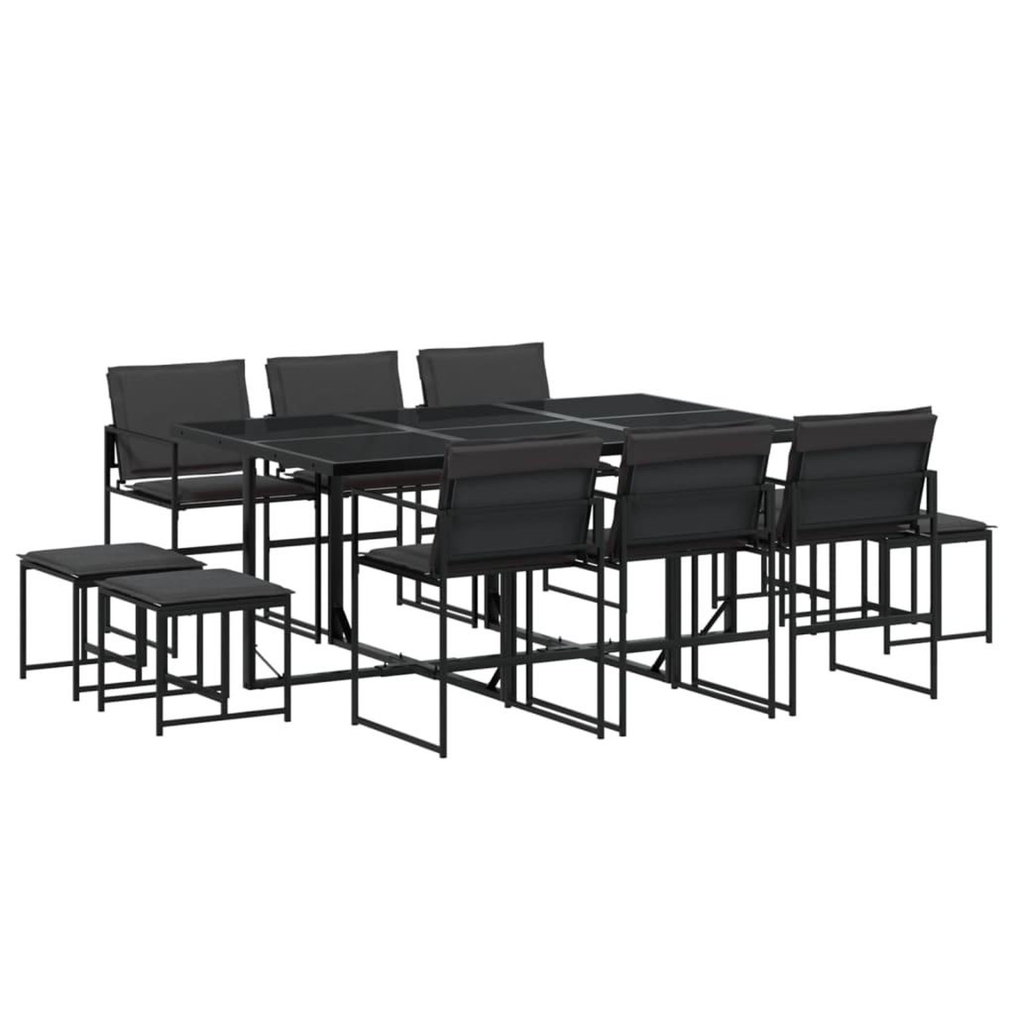 Voir la diapositive 2 : VIDAXL Ensemble a manger de jardin avec coussins 11 pcs noir textilene