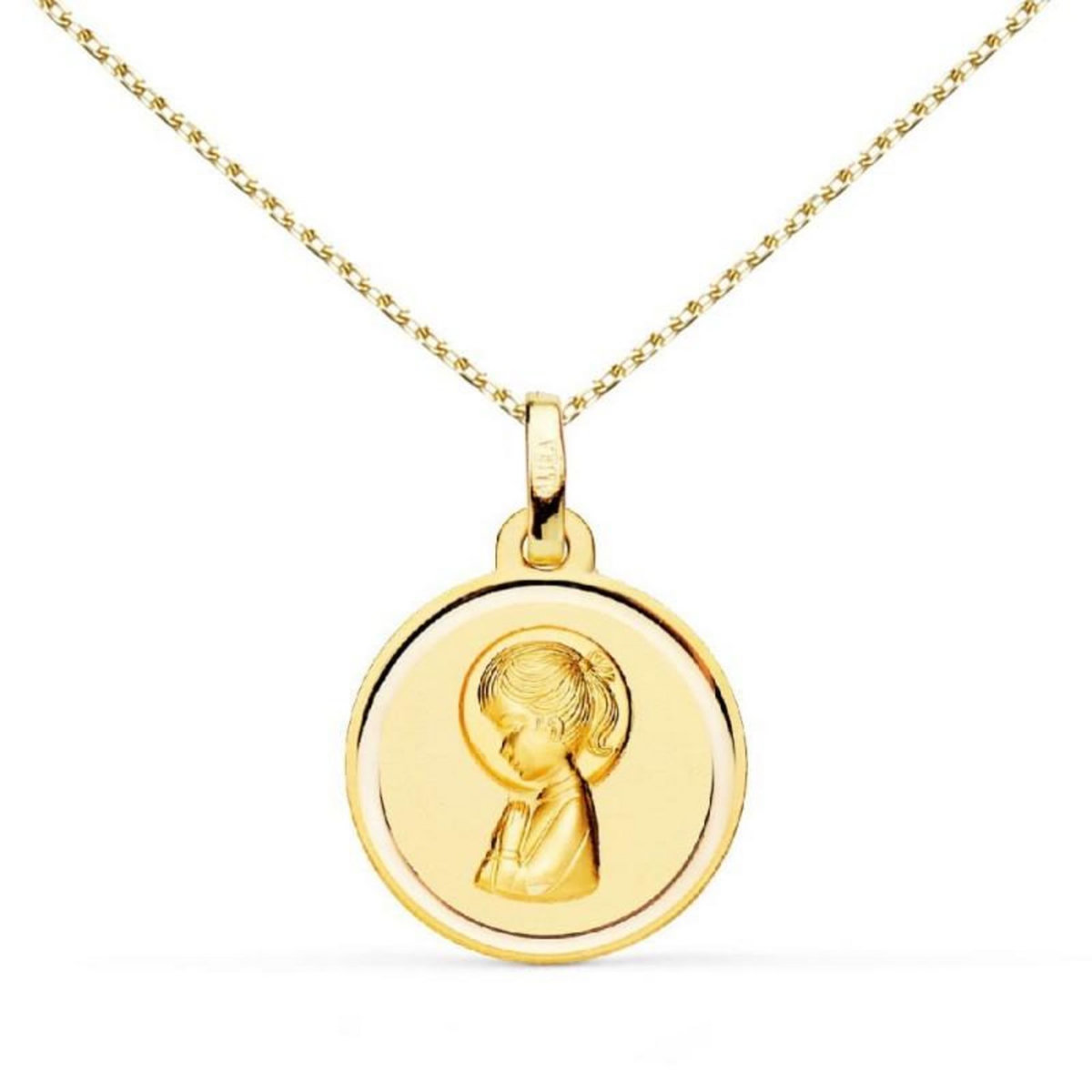 L'ATELIER D'AZUR Collier - Médaille Marie Jeune Or Jaune - Chaîne Dorée - Gravure Offerte