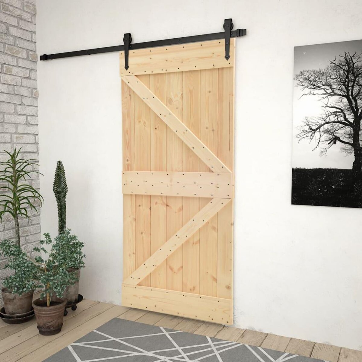 VIDAXL Porte coulissante et kit de quincaillerie 100x210 cm Pin massif