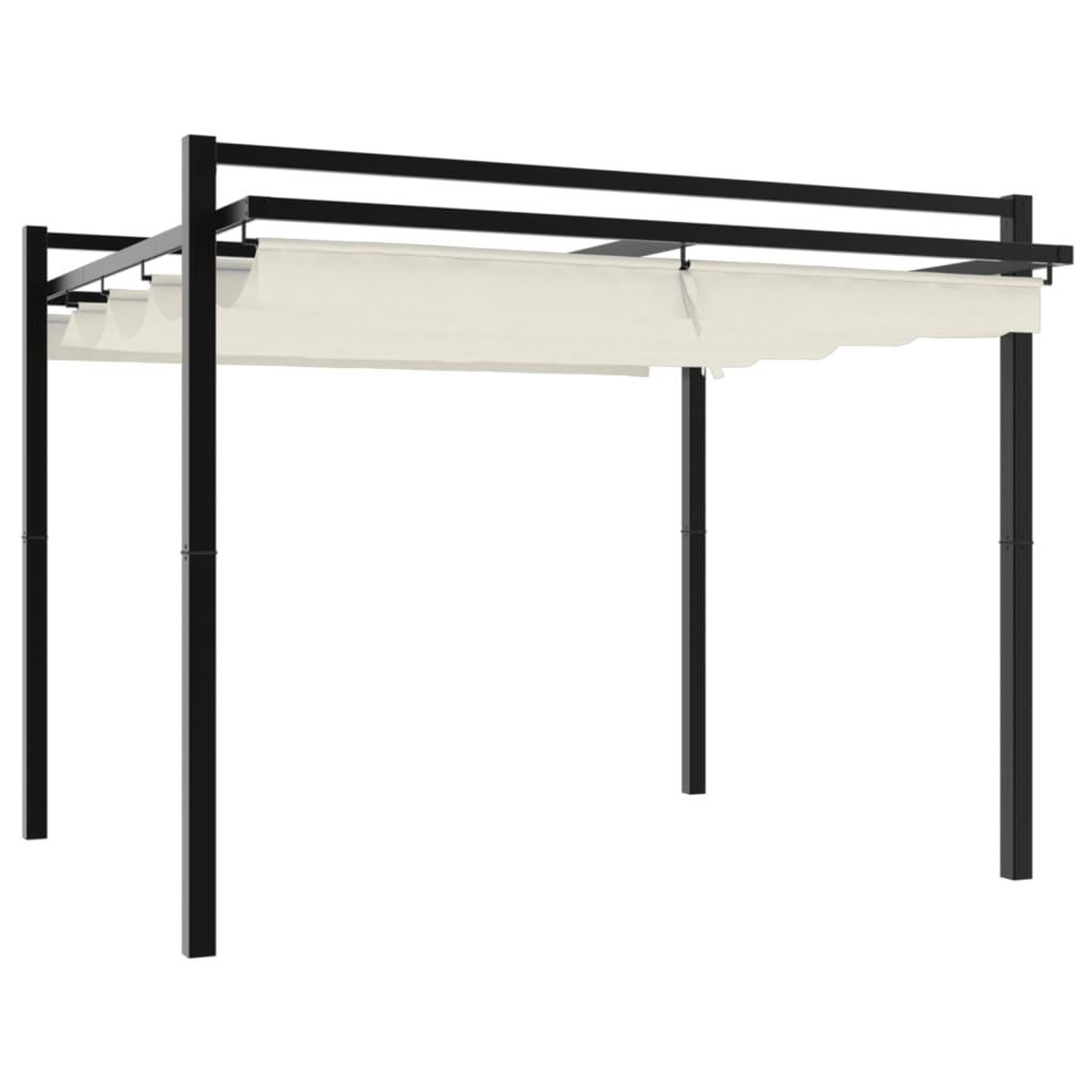 Voir la diapositive 2 : VIDAXL Tonnelle de jardin avec toit retractable creme 3x3 m aluminium