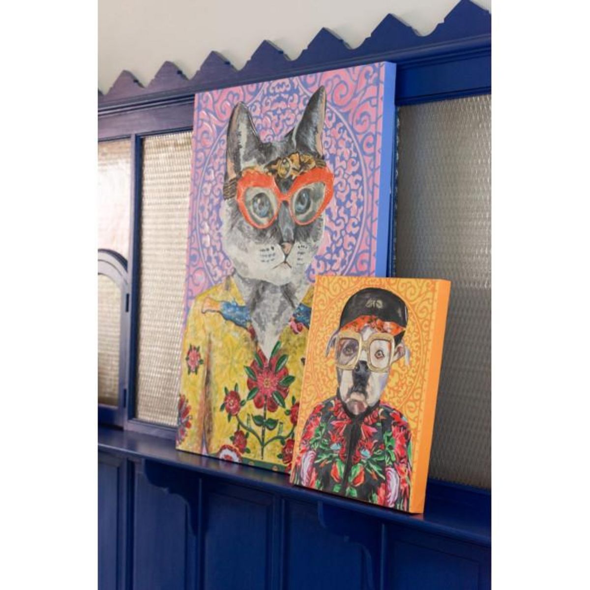 Paris Prix Toile Déco Chien  Popart  40x50cm Multicolore