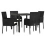 Voir la diapositive 3 : VIDAXL Ensemble a manger de jardin coussins 5pcs Noir Resine tressee