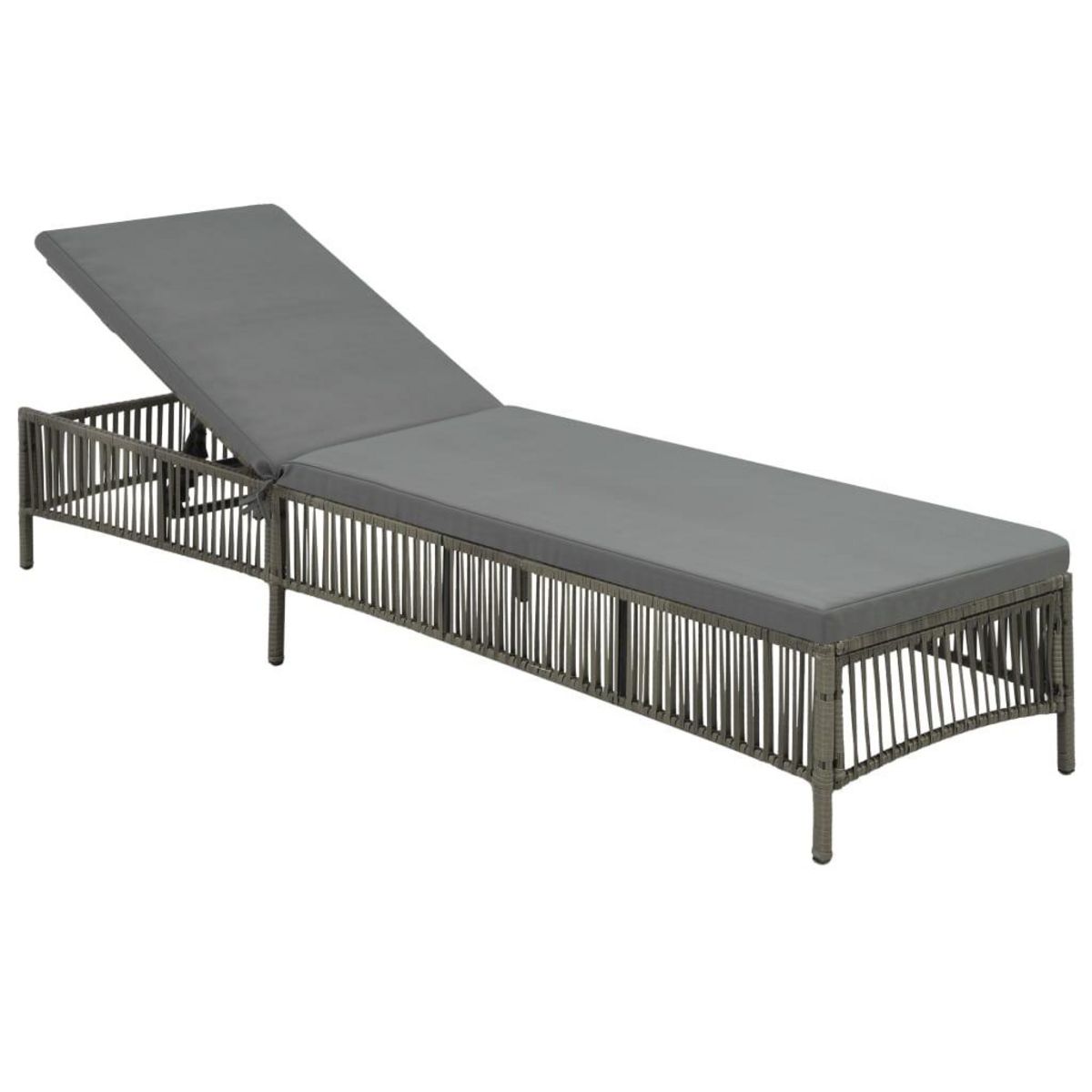 VIDAXL Chaise longue avec coussin Resine tressee Gris