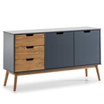 VS VENTA-STOCK Buffet Commode Java 3 tiroir y 2 Porte Anthracite, glissières métalliques, 140 cm