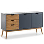 Voir la diapositive 1 : VS VENTA-STOCK Buffet Commode Java 3 tiroir y 2 Porte Anthracite, glissières métalliques, 140 cm