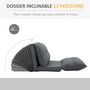 Voir la diapositive 6 : HOMCOM Chauffeuse - matelas d'appoint pliant - fauteuil convertible - inclinaison dossier réglable 13 positions - tissu lin