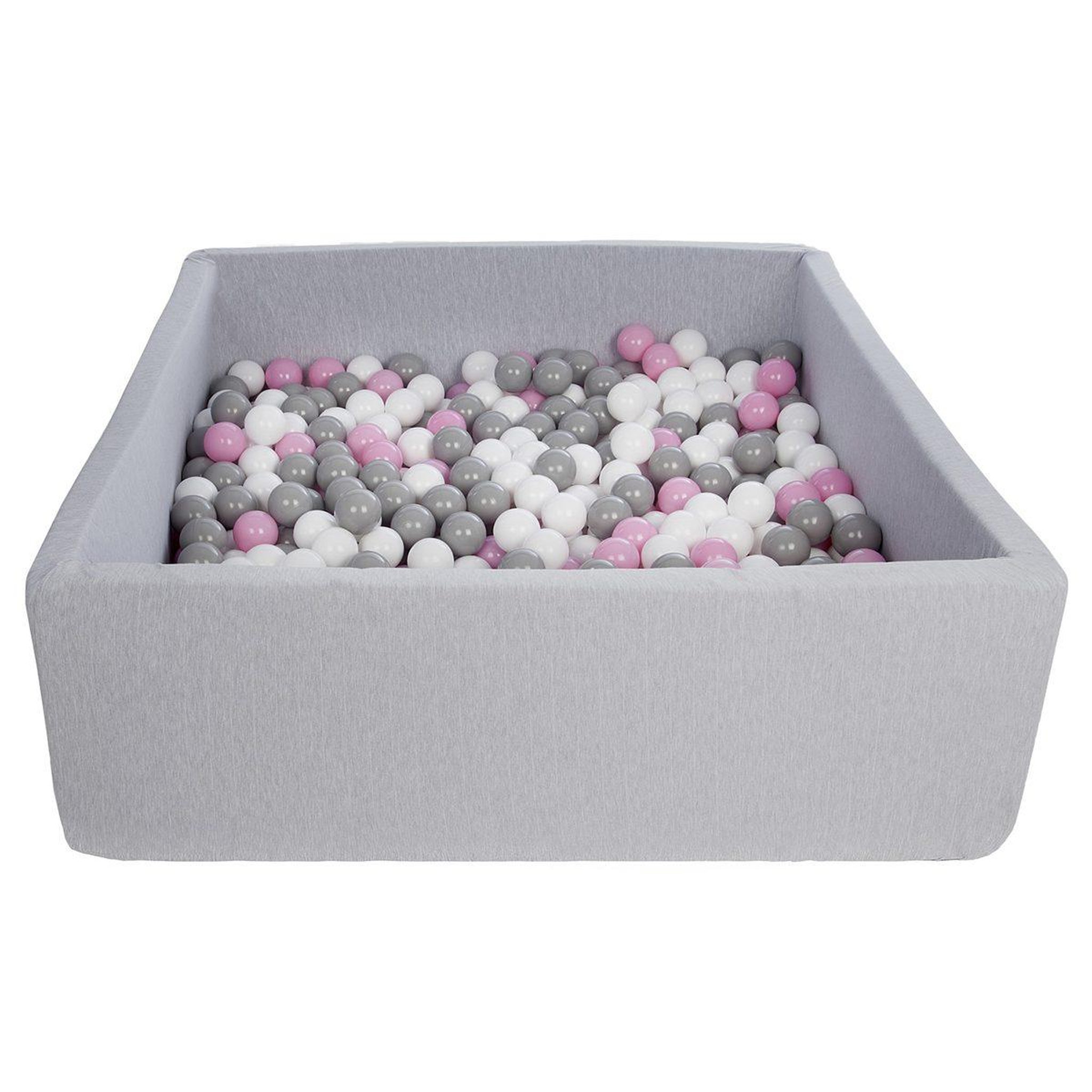 VELINDA Piscine à balles pour enfant, dimensions:120x120 cm, aire de jeu + 600 balles blanc,rose clair,gris