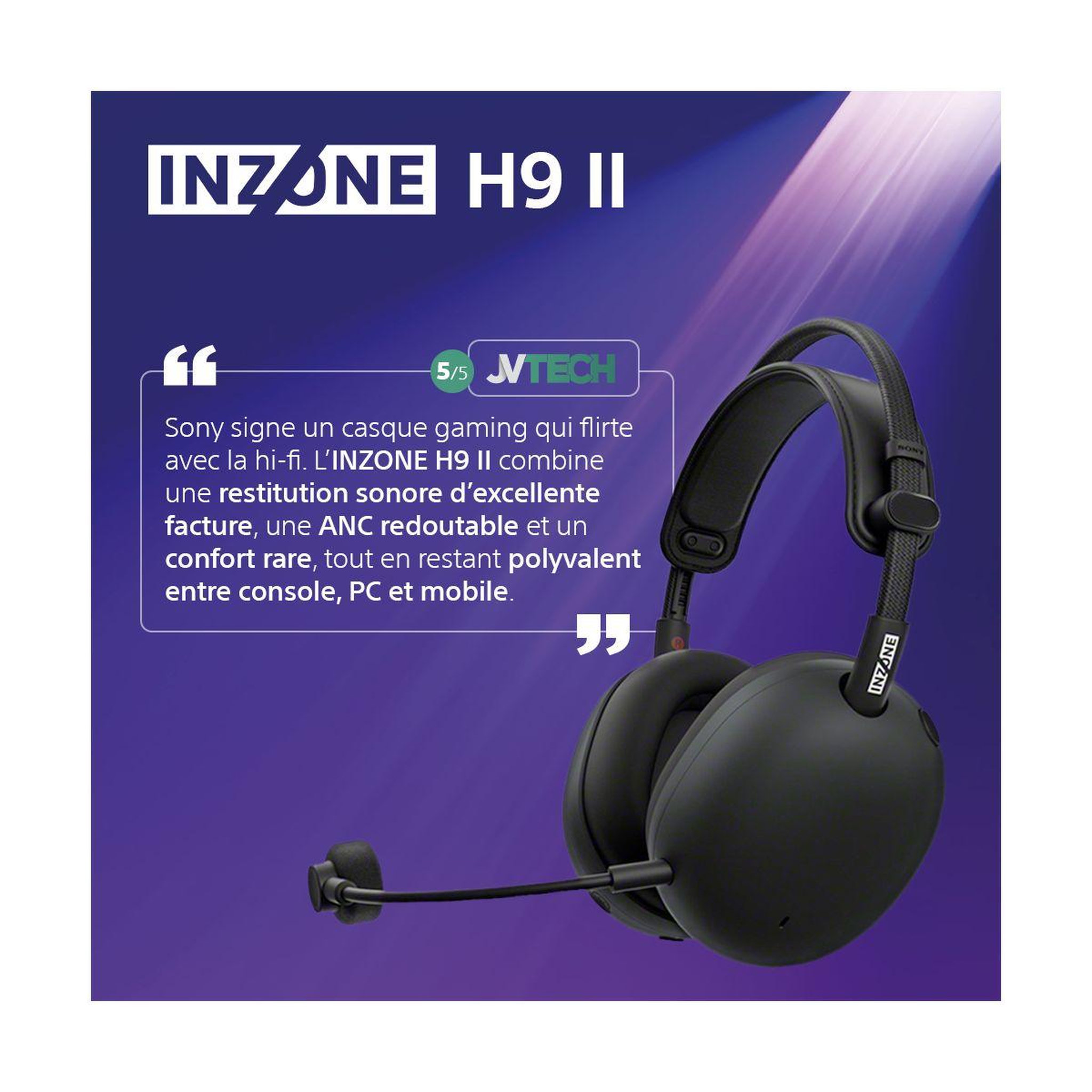 Voir la diapositive 2 : SONY Casque gamer INZONE H9 II Noir