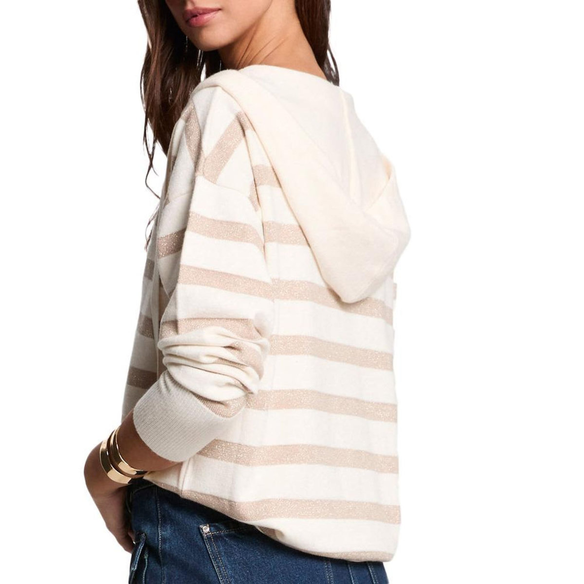 MORGAN Pull Blanc/Doré Femme Morgan Ballo