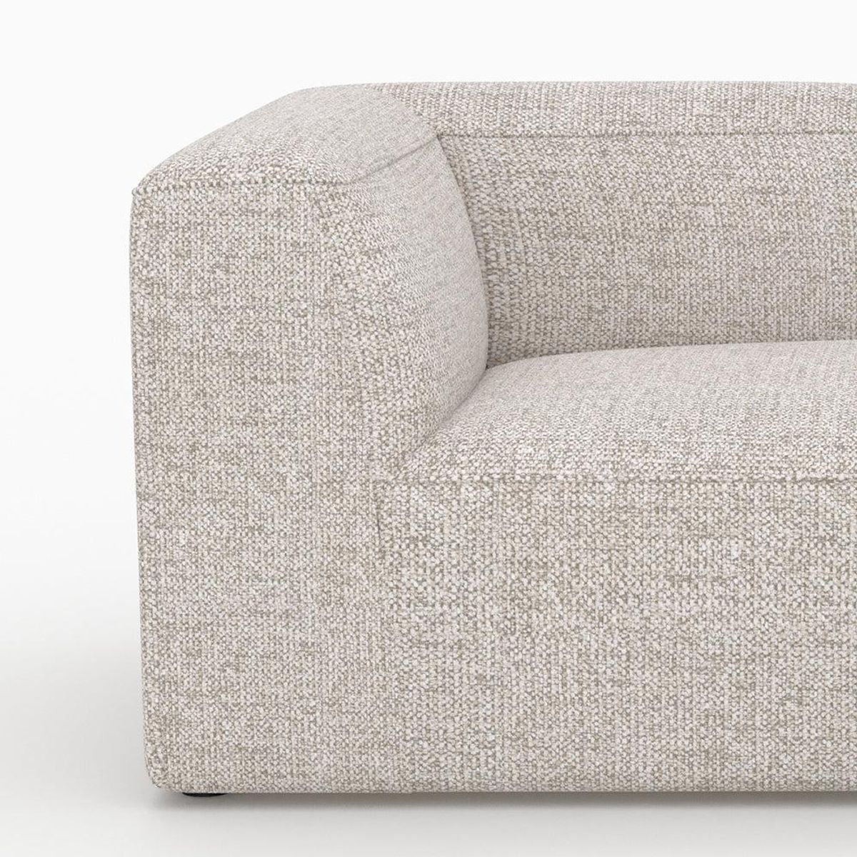Rendez vous déco Canapé d'angle droit modulable en tissu beige 4 places avec 2 poufs-Hestia