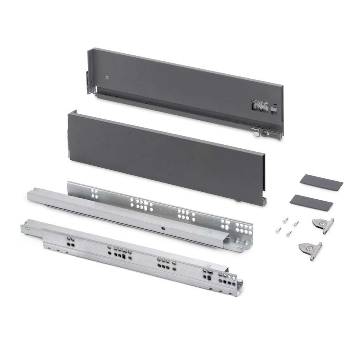 EMUCA SRL Tiroir extérieur Vertex avec réglages 3D hauteur 131mm -  60kg -  profondeur 500mm -  acier -  Gris antracite