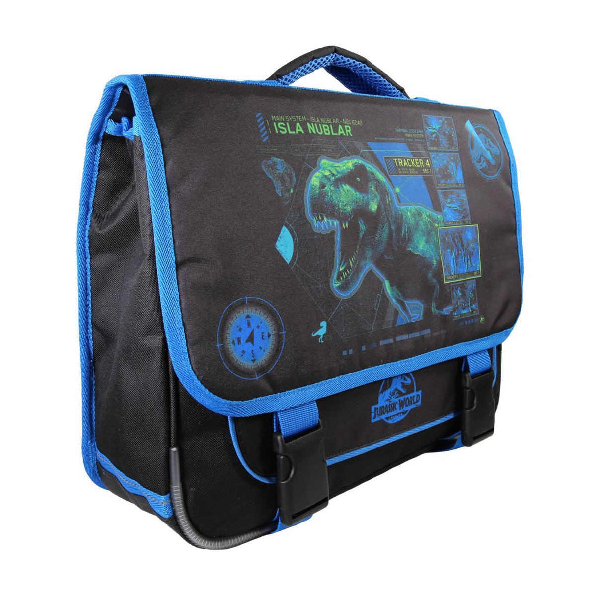 Bagtrotter Cartable Scolaire Primaire 38cm Jurassic World Noir et Bleu  2 Compartiments Bagtrotter