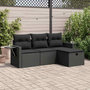 Voir la diapositive 1 : VIDAXL Salon de jardin 4 pcs avec coussins noir resine tressee