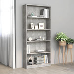 VIDAXL Bibliotheque a 5 niveaux Gris beton 80x24x175cm Bois ingenierie