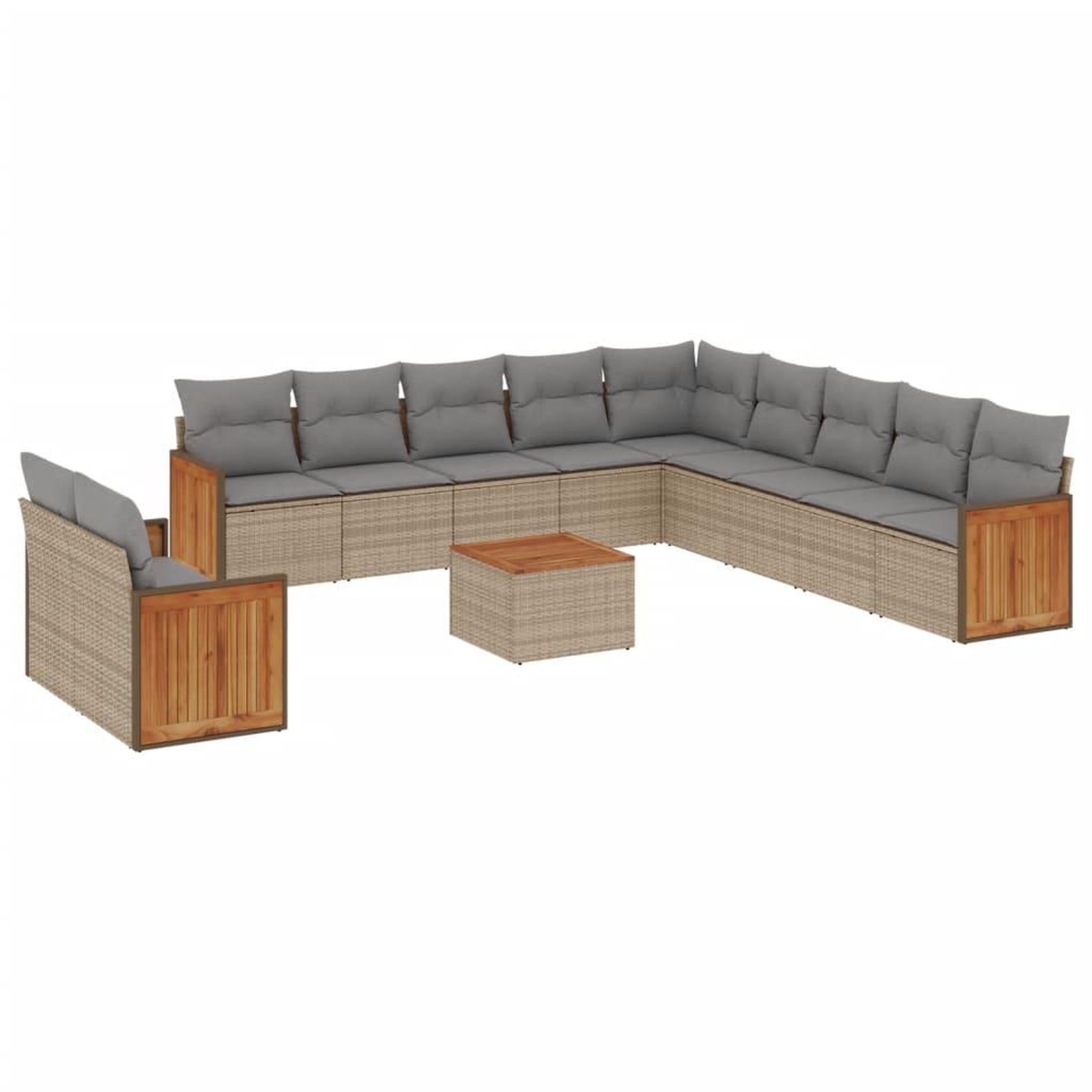 Voir la diapositive 2 : VIDAXL Salon de jardin avec coussins 12 pcs beige resine tressee