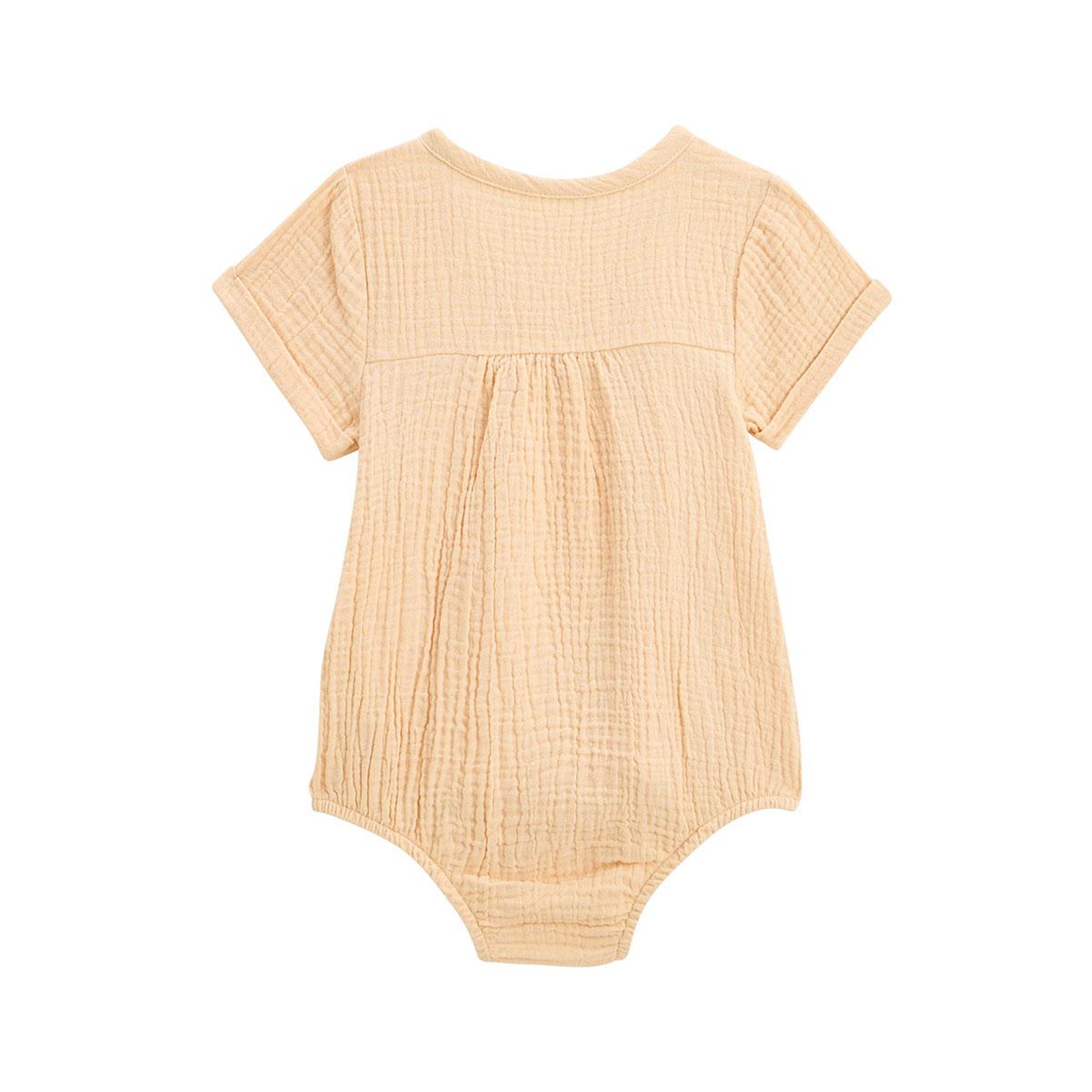Voir la diapositive 2 : Petit BÃ©guin Barboteuse bébé en gaze de coton ouverture croisée noisette