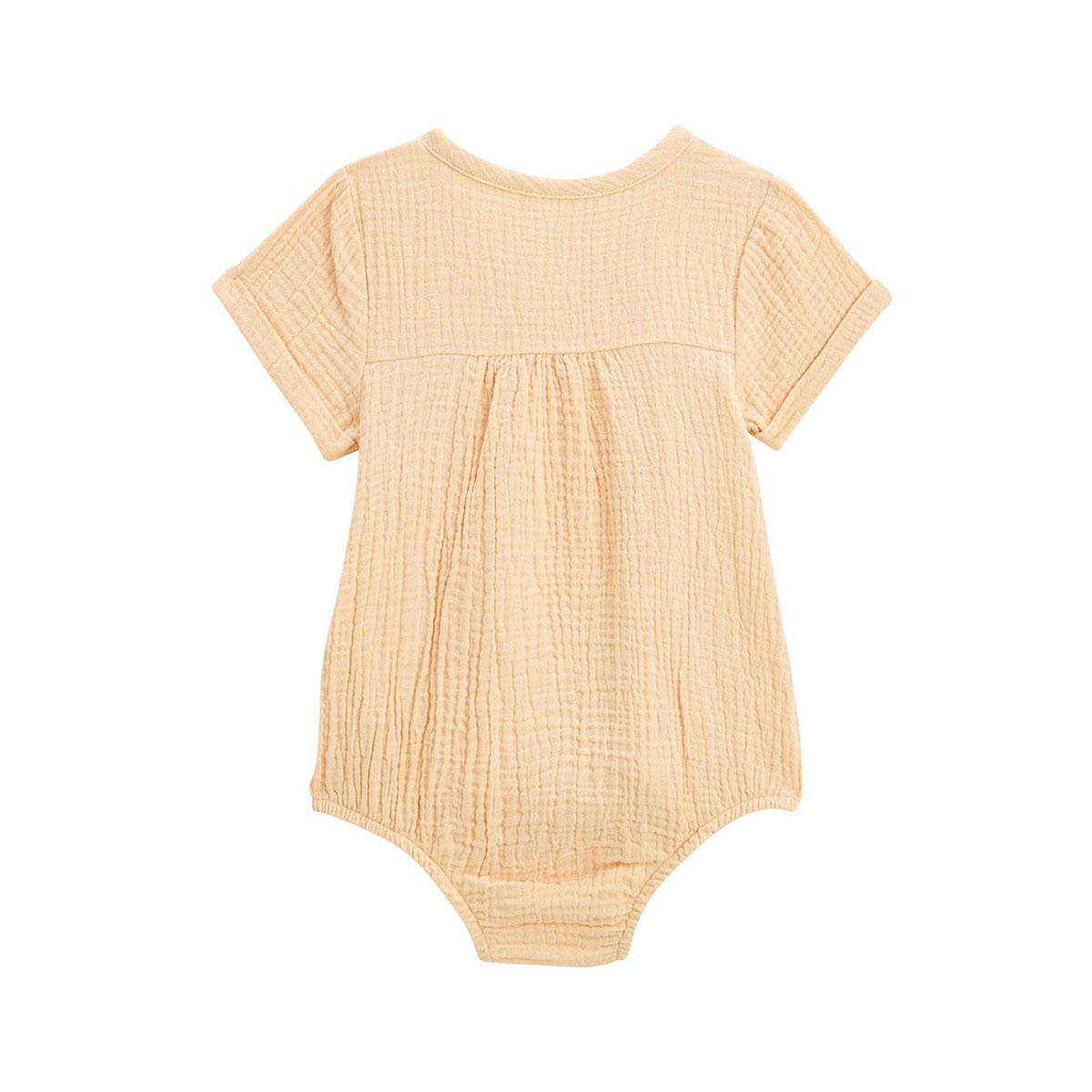 Petit Béguin Barboteuse bébé en gaze de coton ouverture croisée Noisette