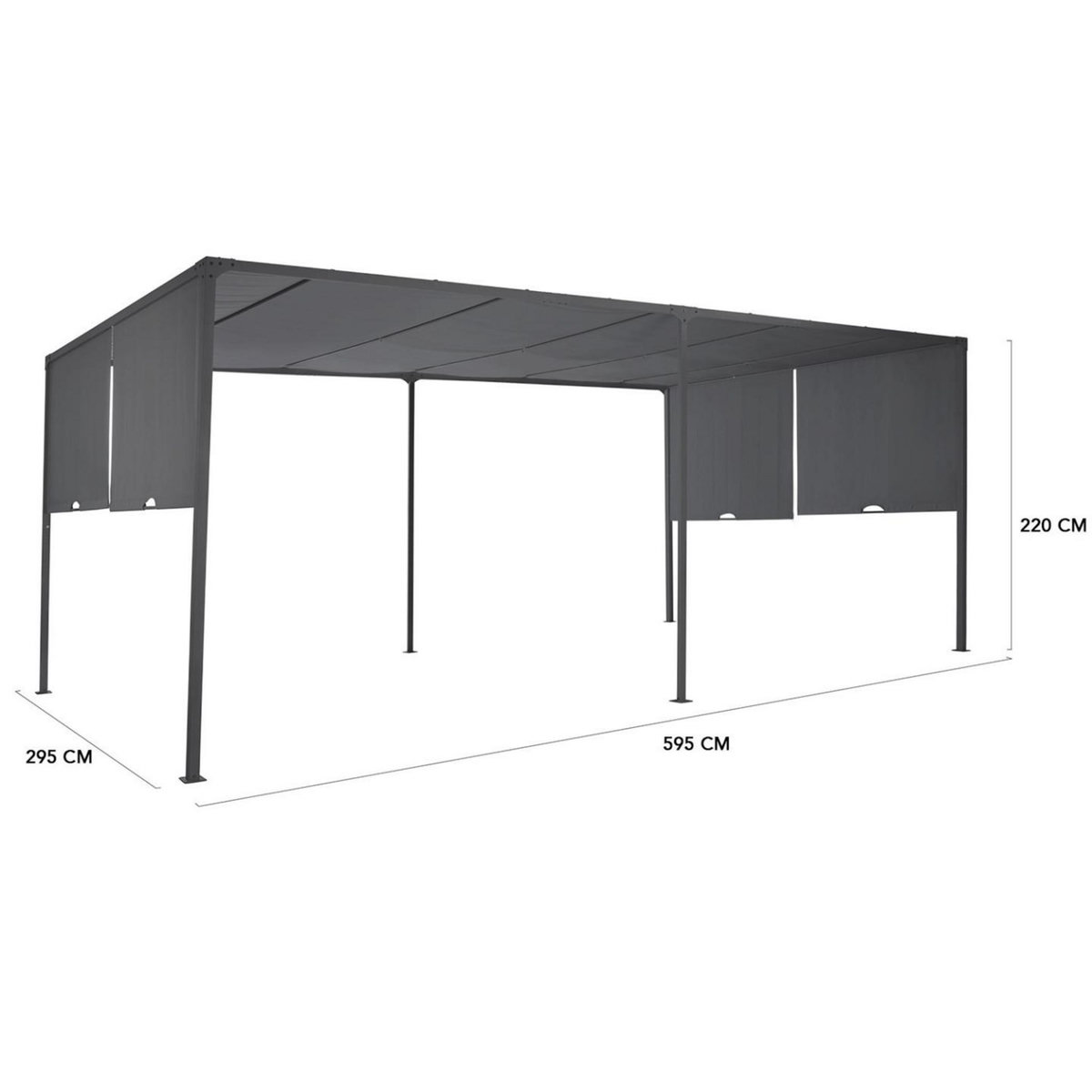ID MARKET Pergola coulissante 2 pans 3x6 M belvédère de jardin toile gris anthracite