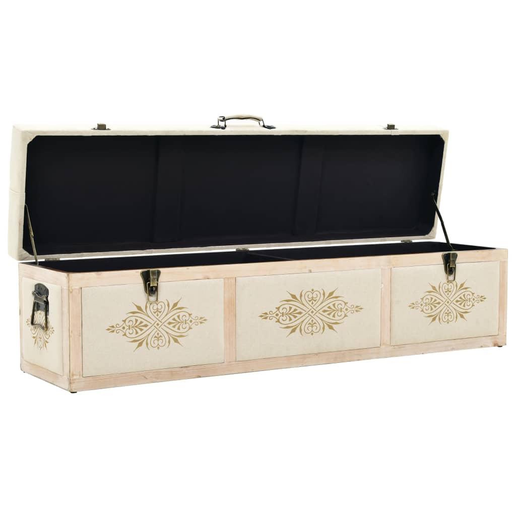 Voir la diapositive 2 : VIDAXL Banc de rangement 110 cm Creme Bois de sapin massif et tissu