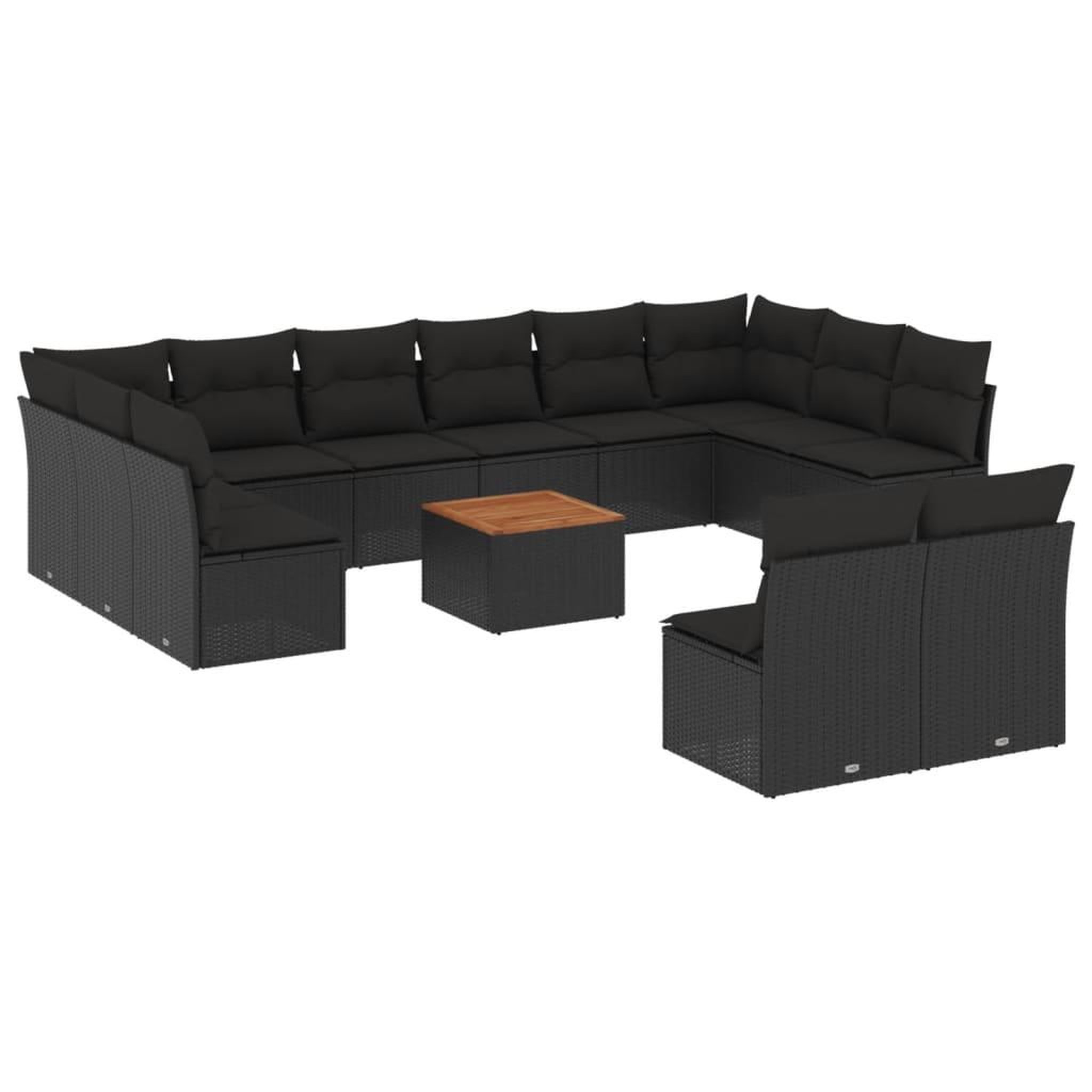 Voir la diapositive 2 : VIDAXL Salon de jardin avec coussins 13 pcs noir resine tressee