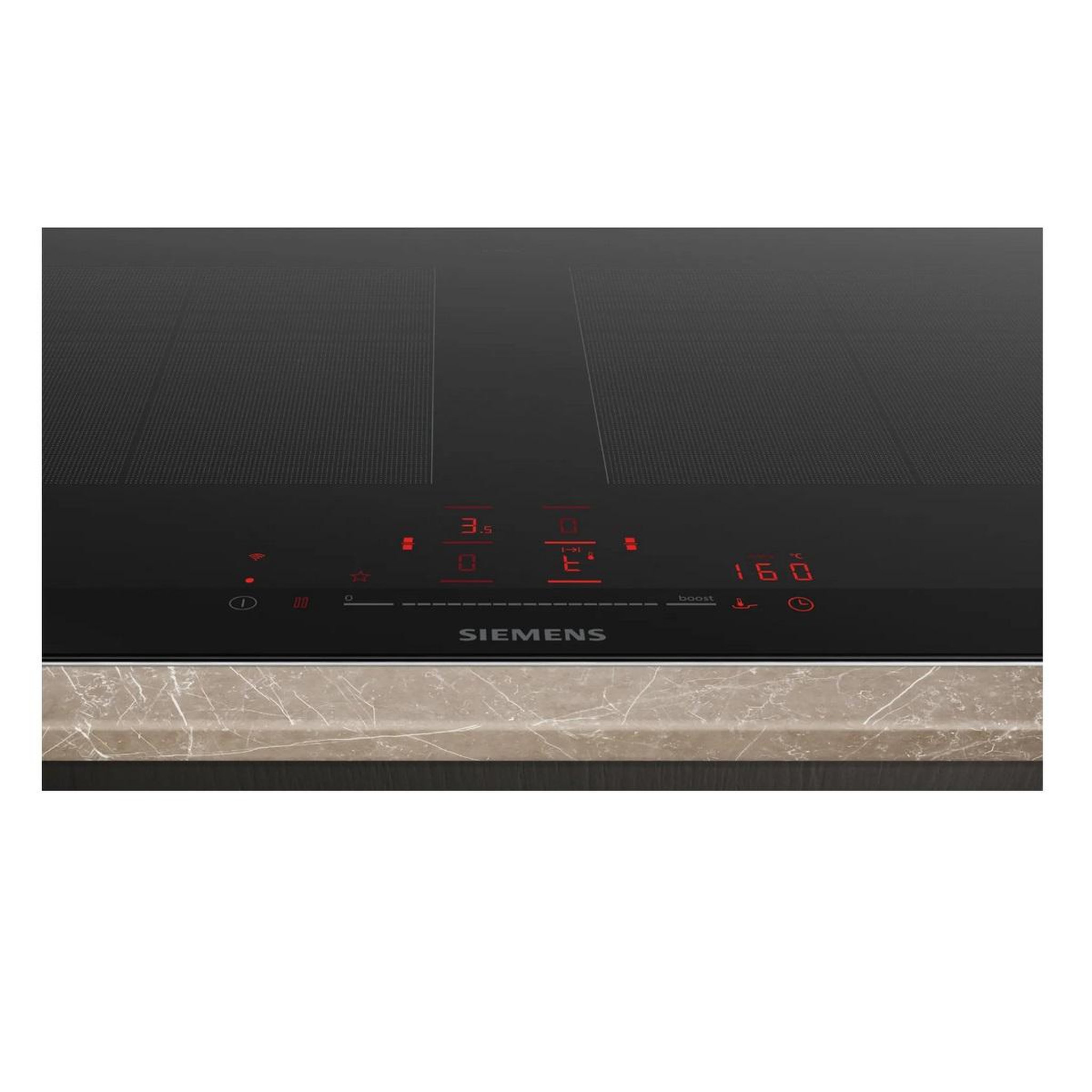 Voir la diapositive 2 : Siemens Table de cuisson à induction  91cm 4feux 7400w noir - EX275HXC1E