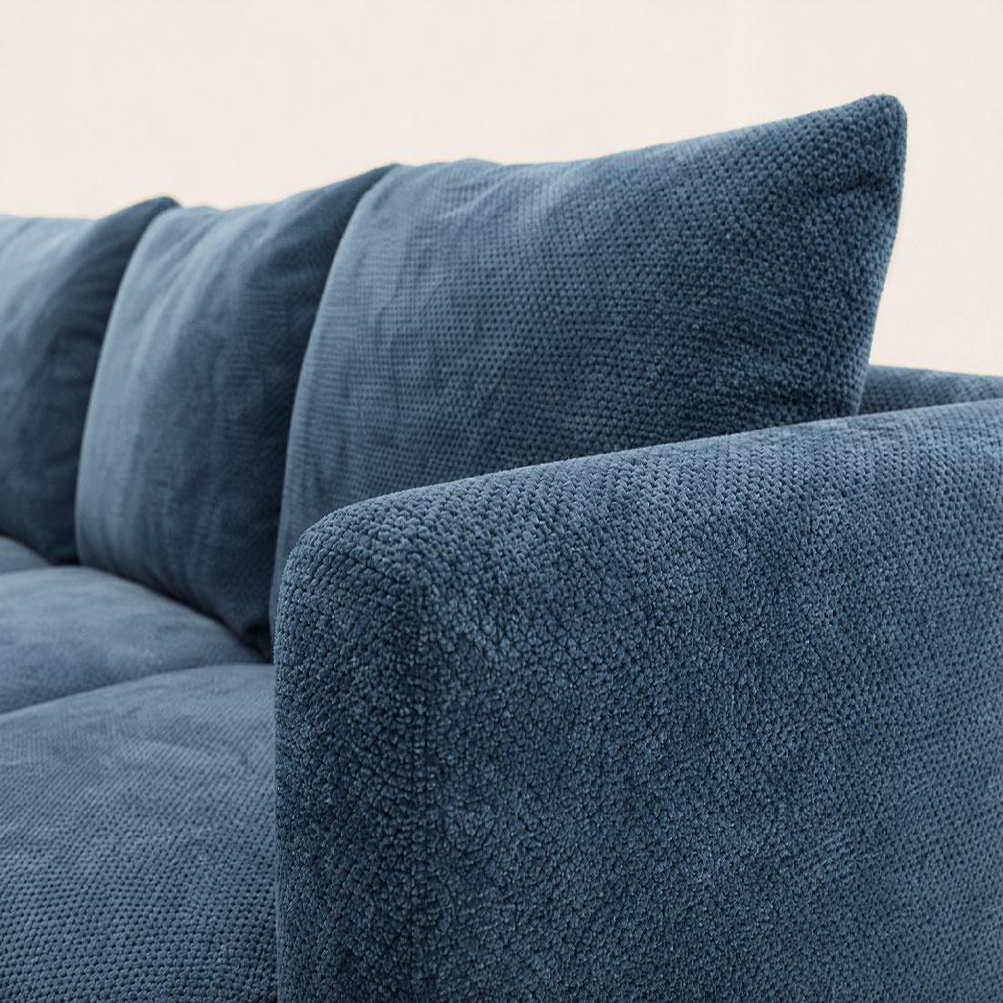Voir la diapositive 4 : BEST MOBILIER Gabin - canapé d'angle gauche 5 places en velours texturé