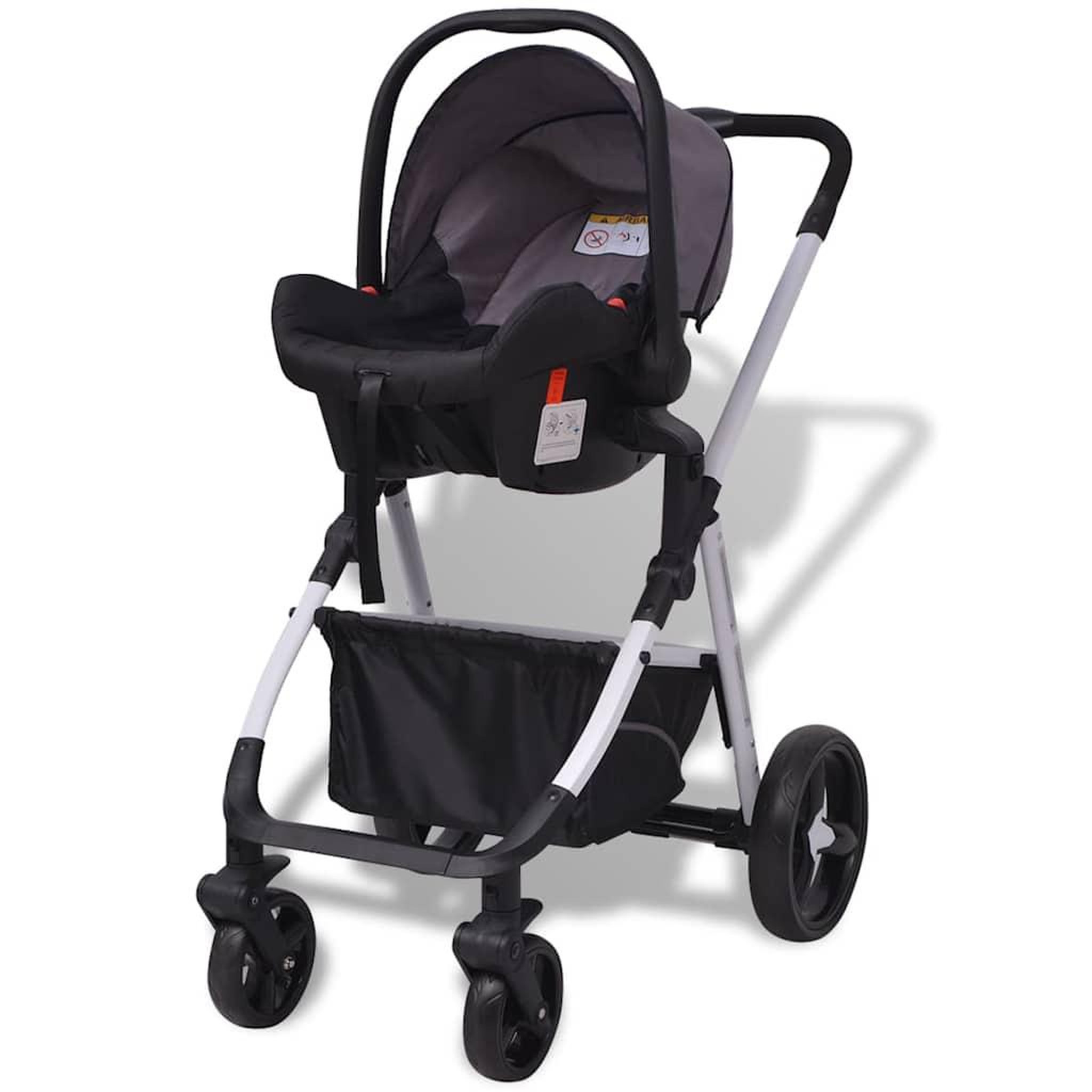 Voir la diapositive 5 : VIDAXL Poussette 3-en-1 Aluminium Gris et noir