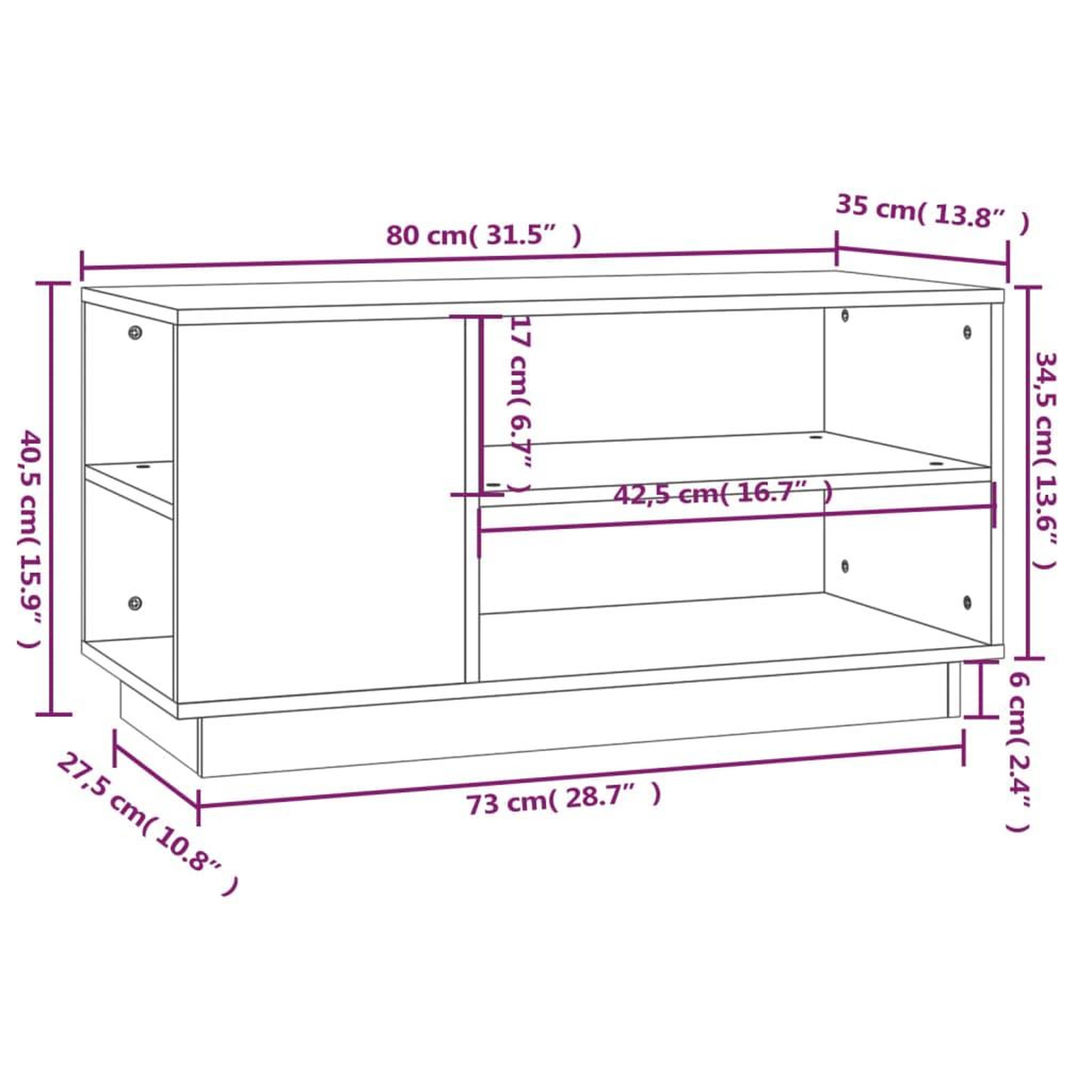 Voir la diapositive 6 : VIDAXL Meuble TV Gris 80x35x40,5 cm Bois de pin massif
