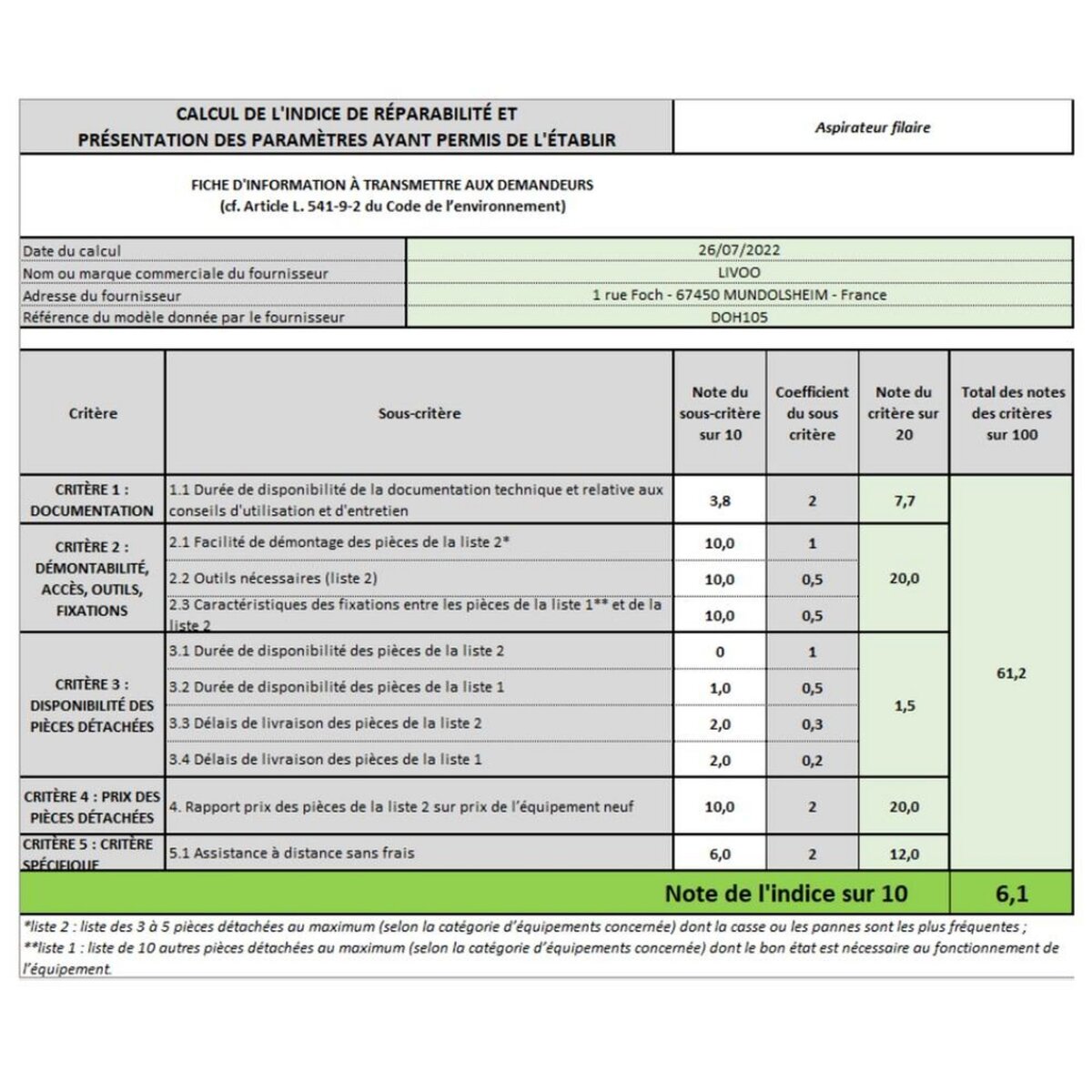 LIVOO Aspirateur sans sac 80db gris - doh105g