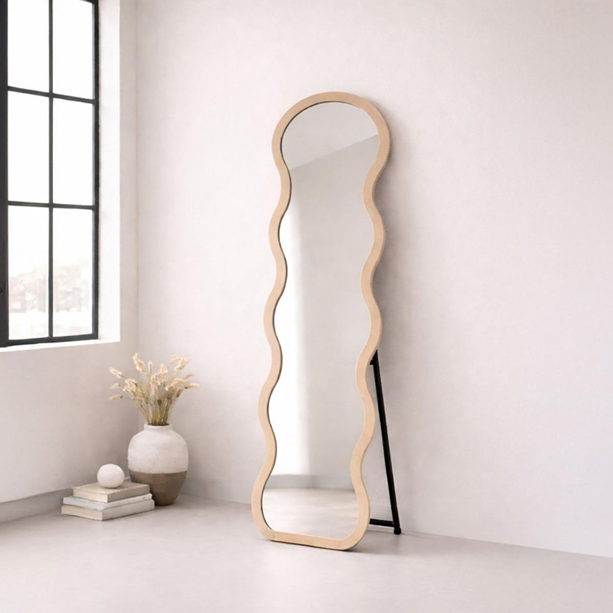 Paris Prix Miroir sur Pied Ondulé  Loui  158cm Beige