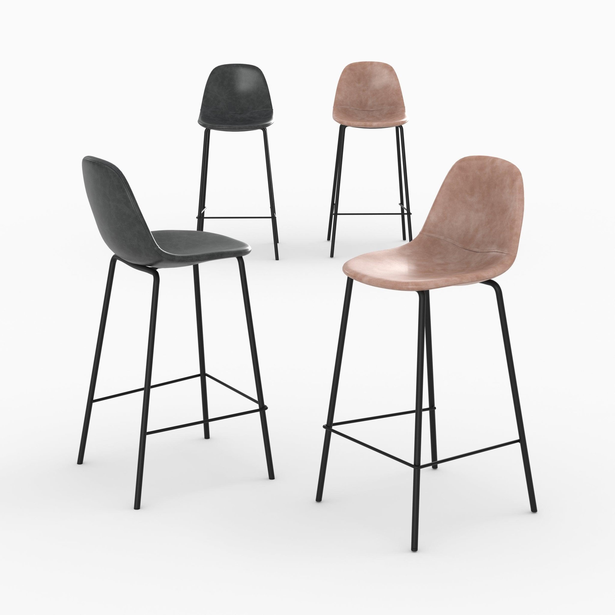 MAISON PAVANE Pack 4 chaises pour îlot central taupe et gris/noir 65 cm-henrik