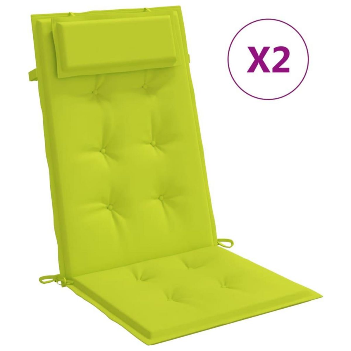 VIDAXL Coussins de chaise a dossier haut lot de 2 vert vif