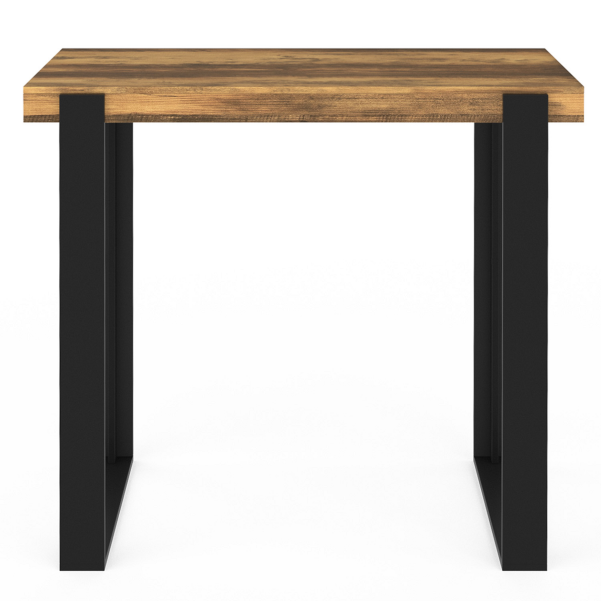 ID MARKET Table haute de bar PHOENIX bois foncé effet vieilli et noir 90 cm