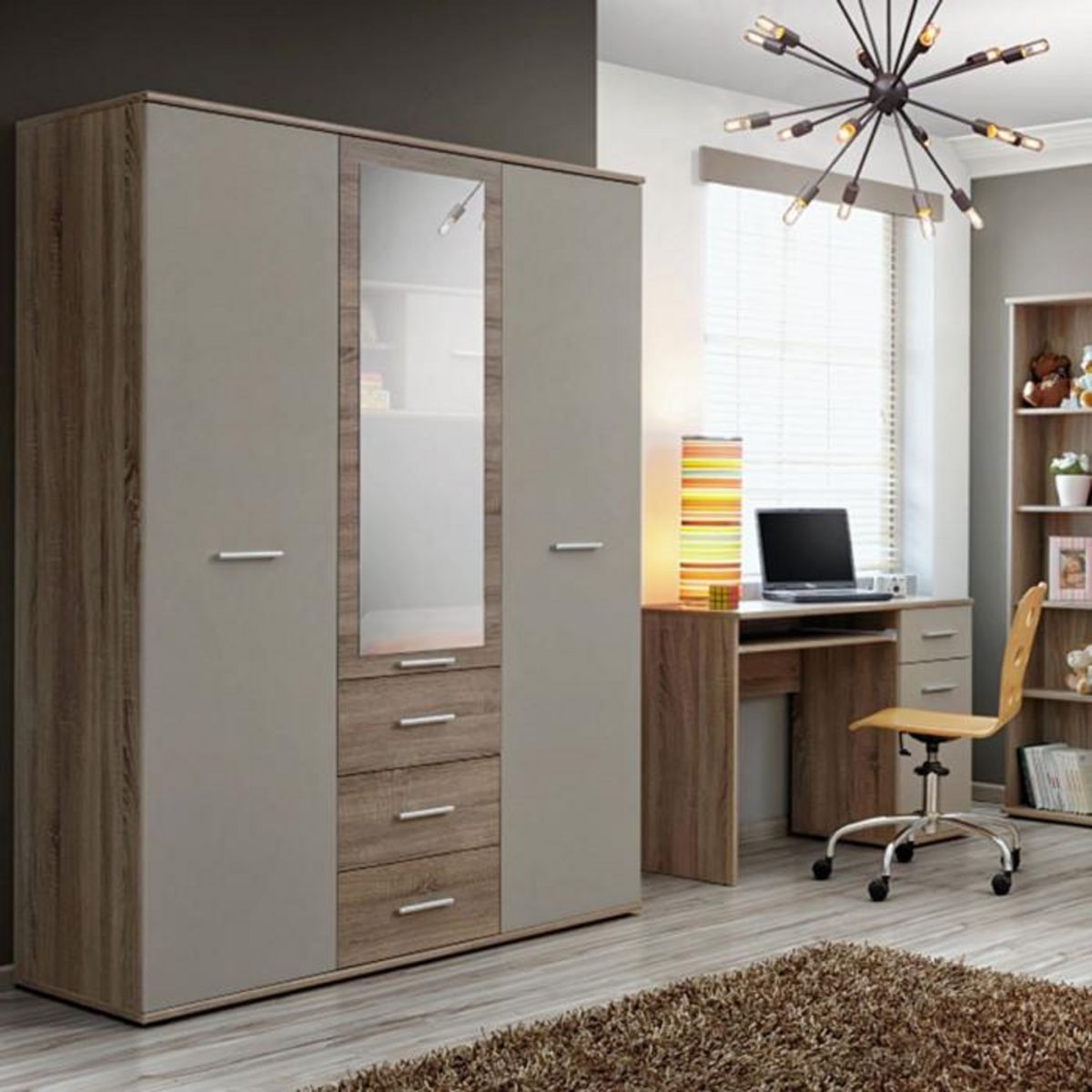 Paris Prix Chambre Complète Enfant 5P  Dino IV  Chêne & Blanc